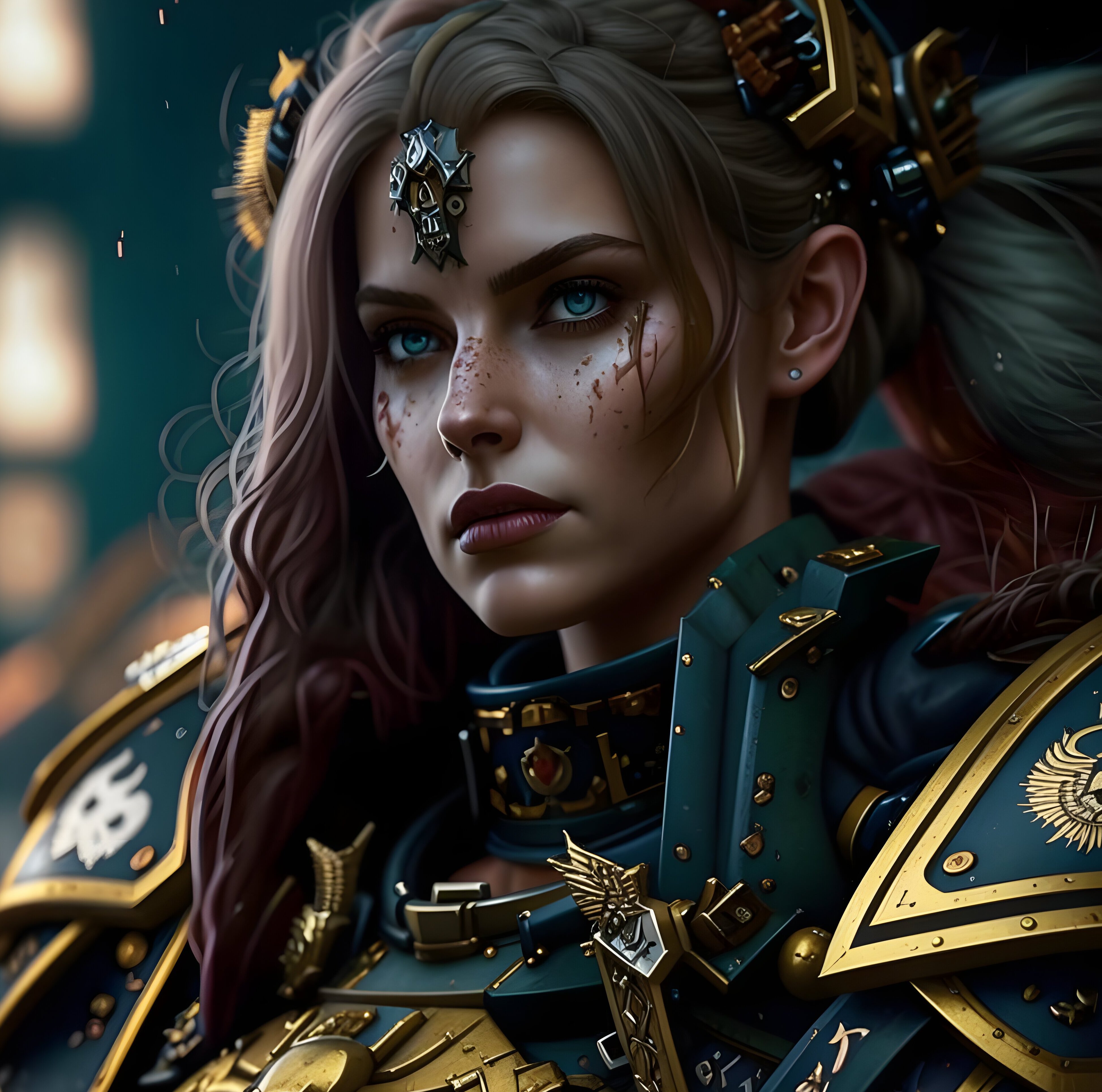 Free photo A girl inquisitor in armor