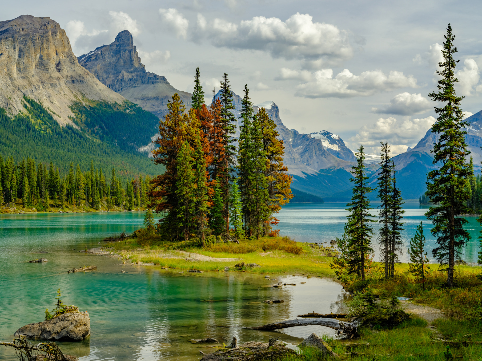 Обои Canada остров Maligne Lake на рабочий стол