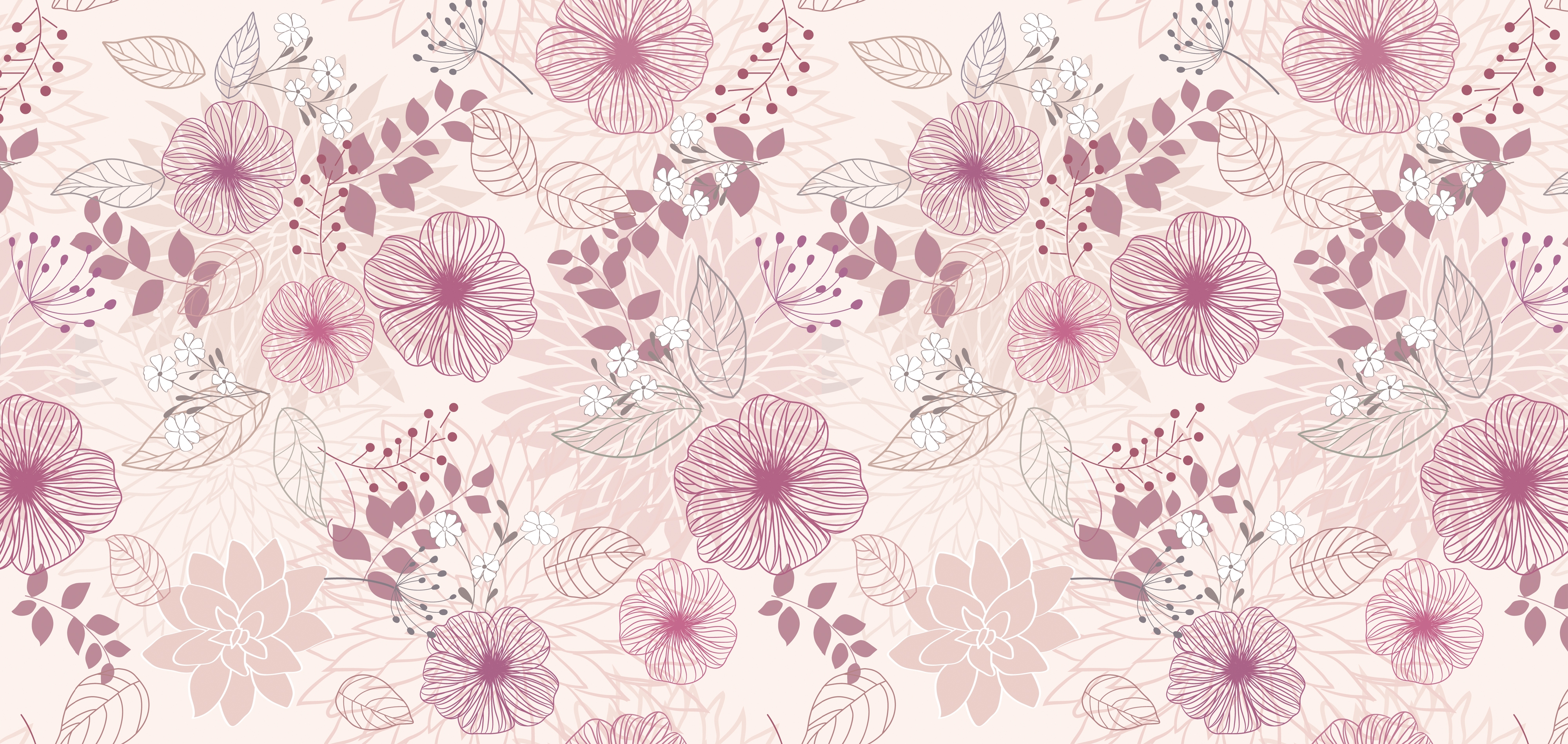 Seamless pattern with a floral motif in delicate pink and beige tones.