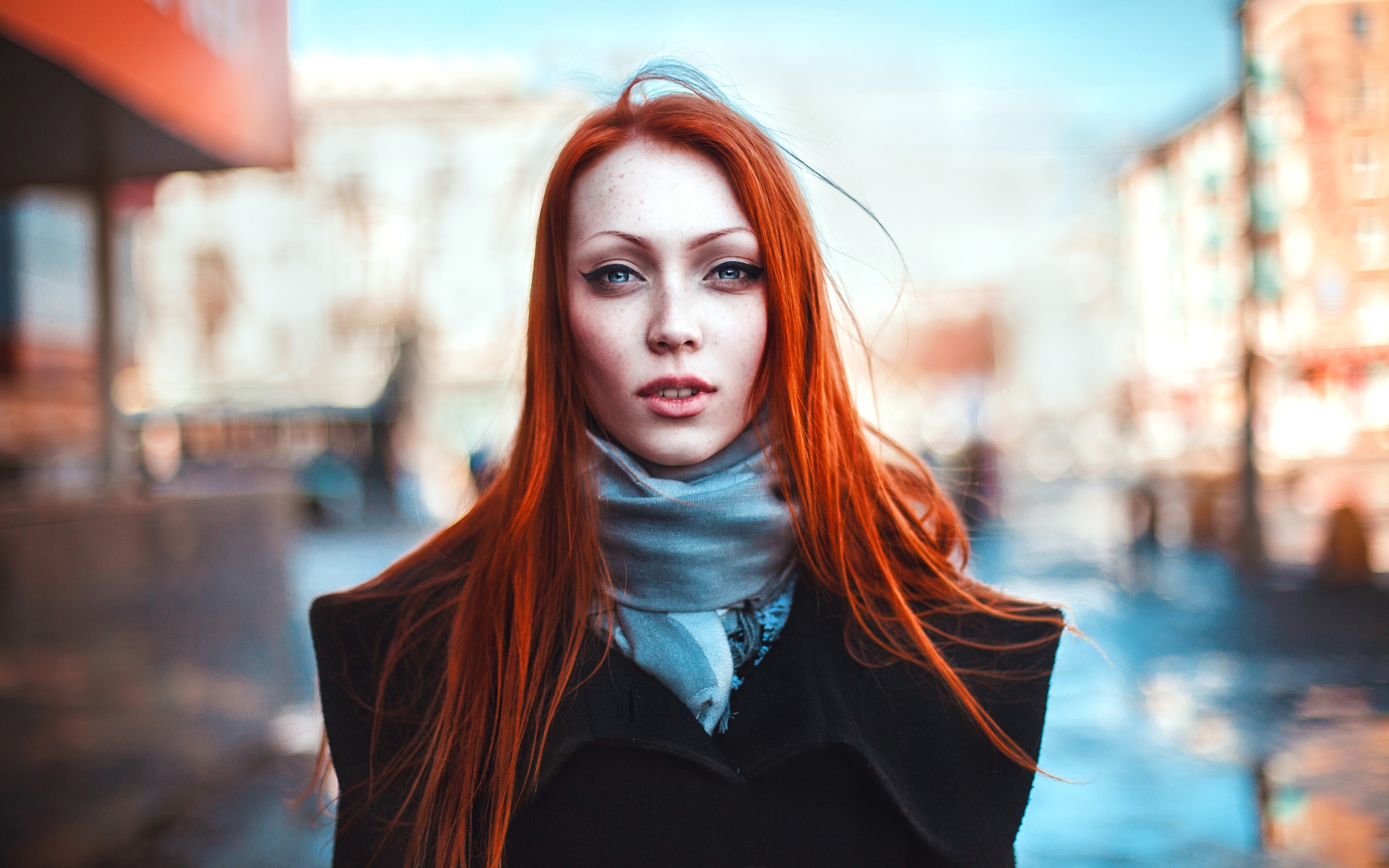 Wallpapers redhead model portrait on the desktop