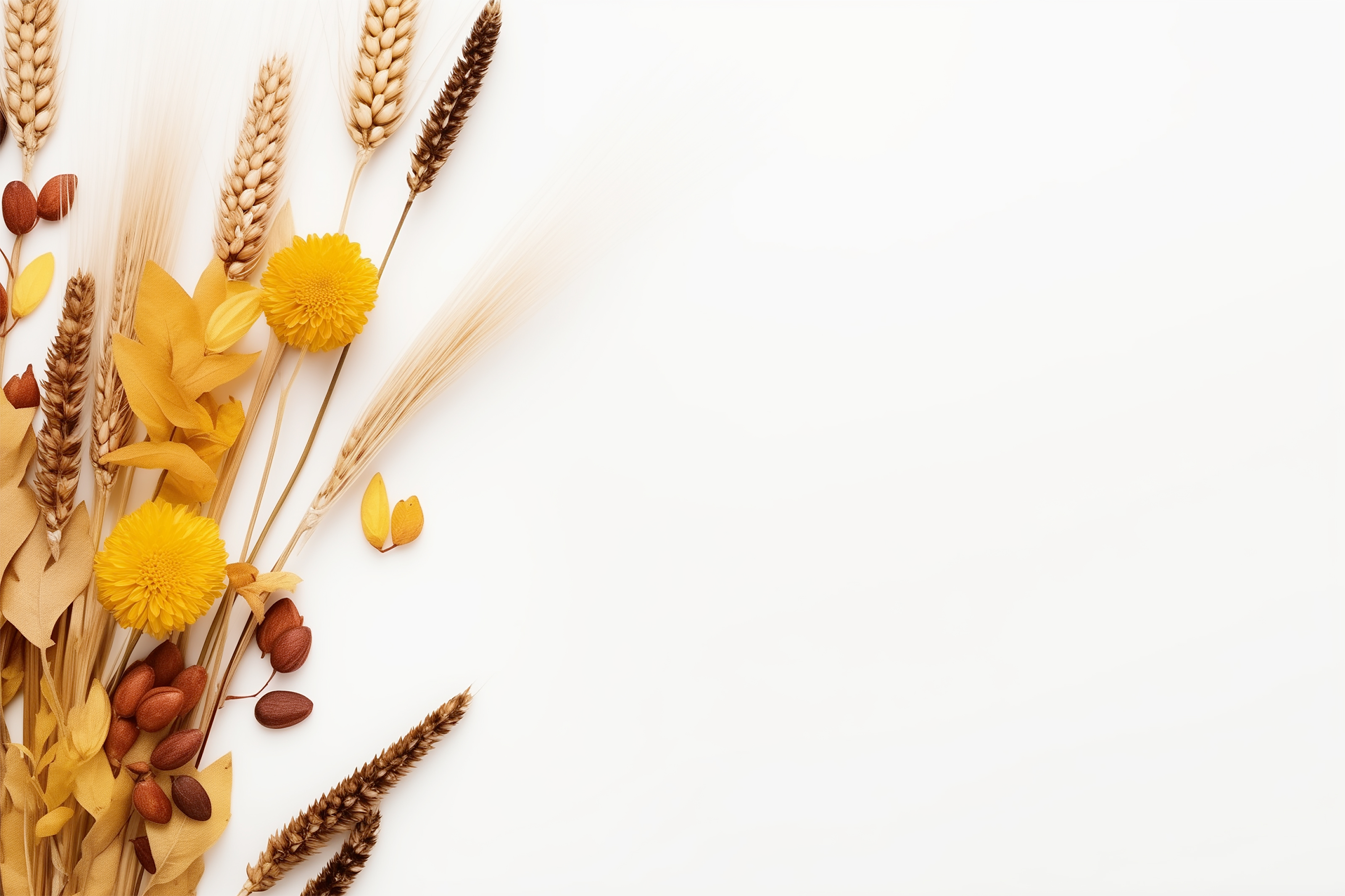 Free photo Autumn light background with grass and flowers