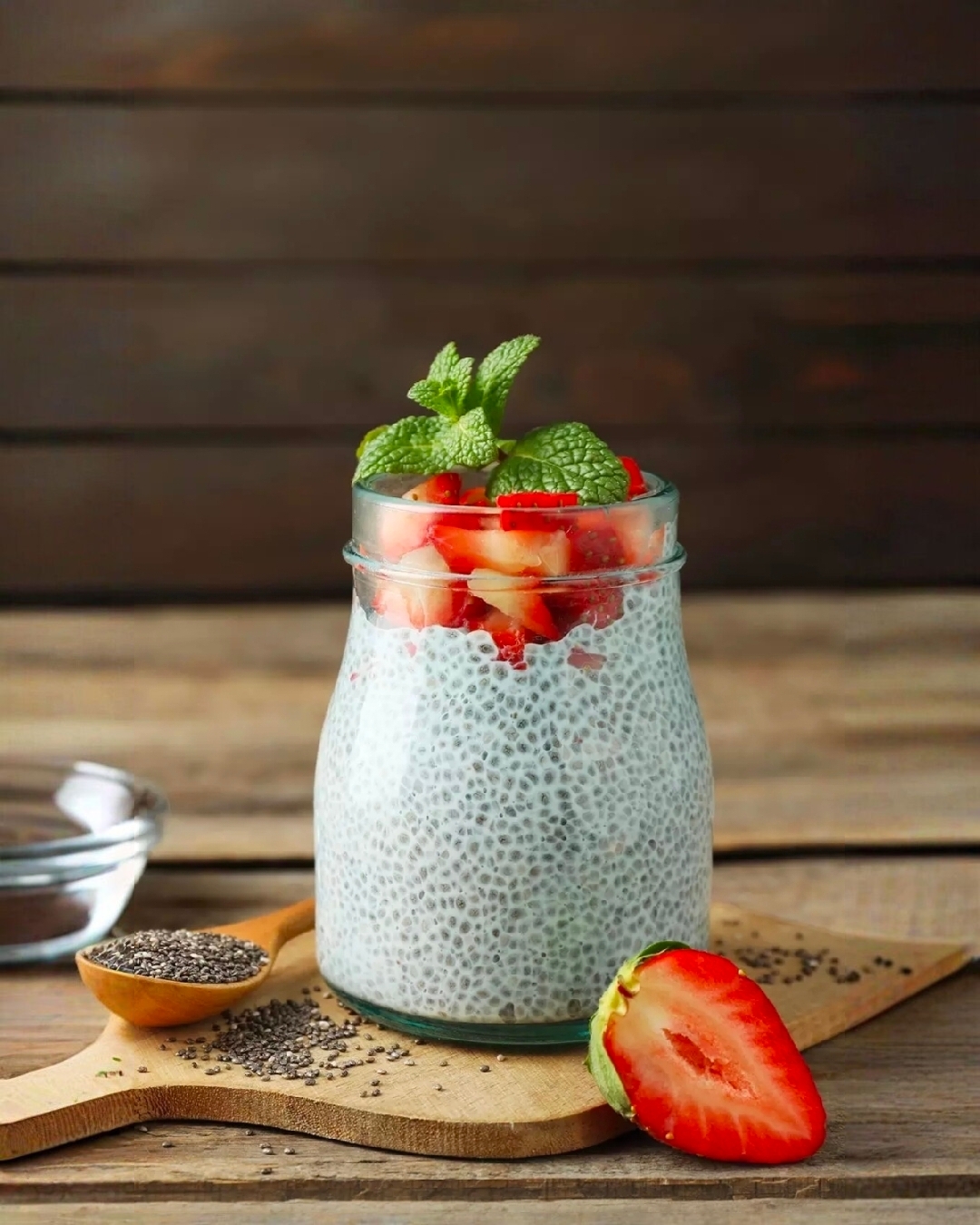 Wallpapers Pudding chia strawberry on the desktop