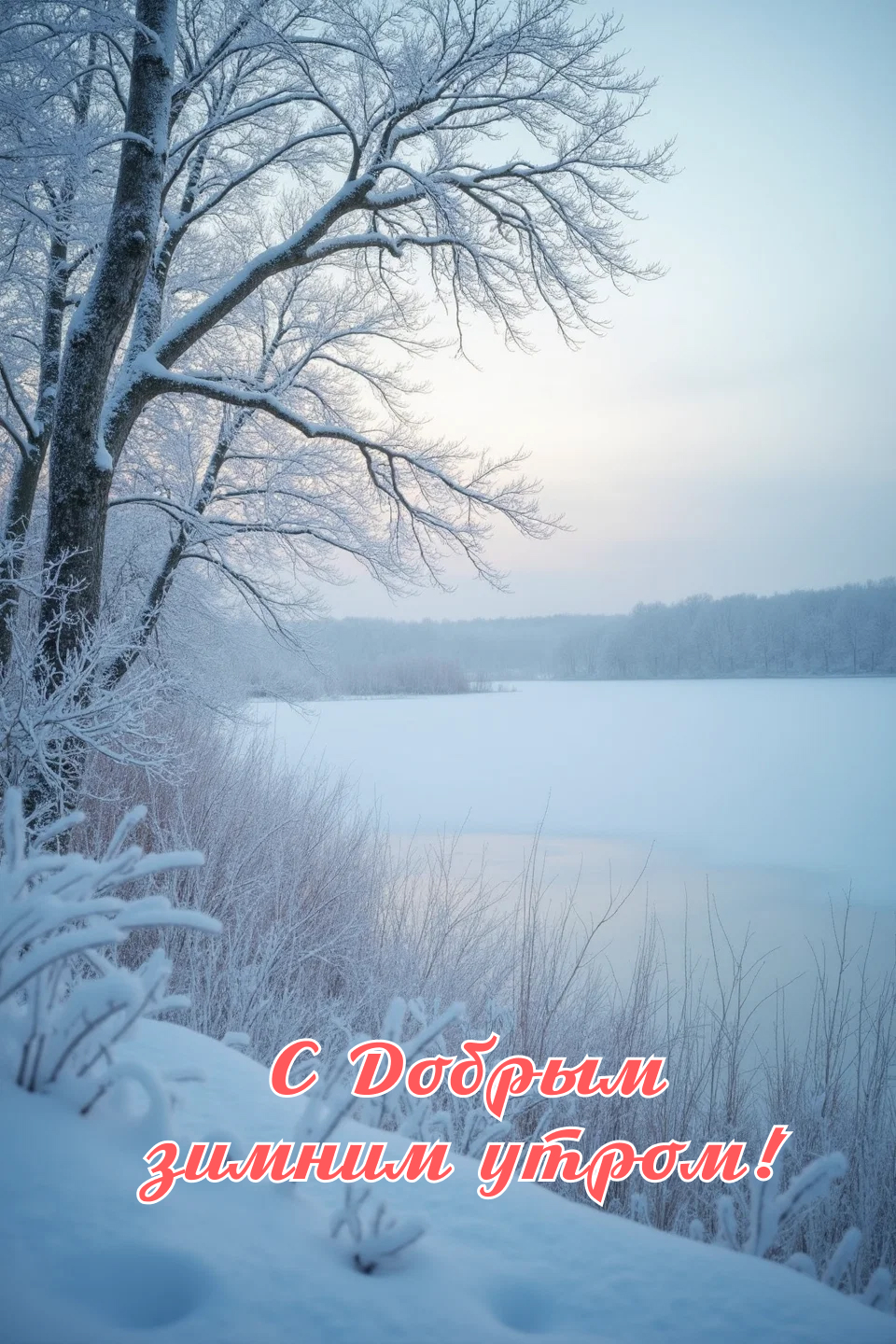 Бесплатная открытка Открытка с пожеланием доброго утра зимой
