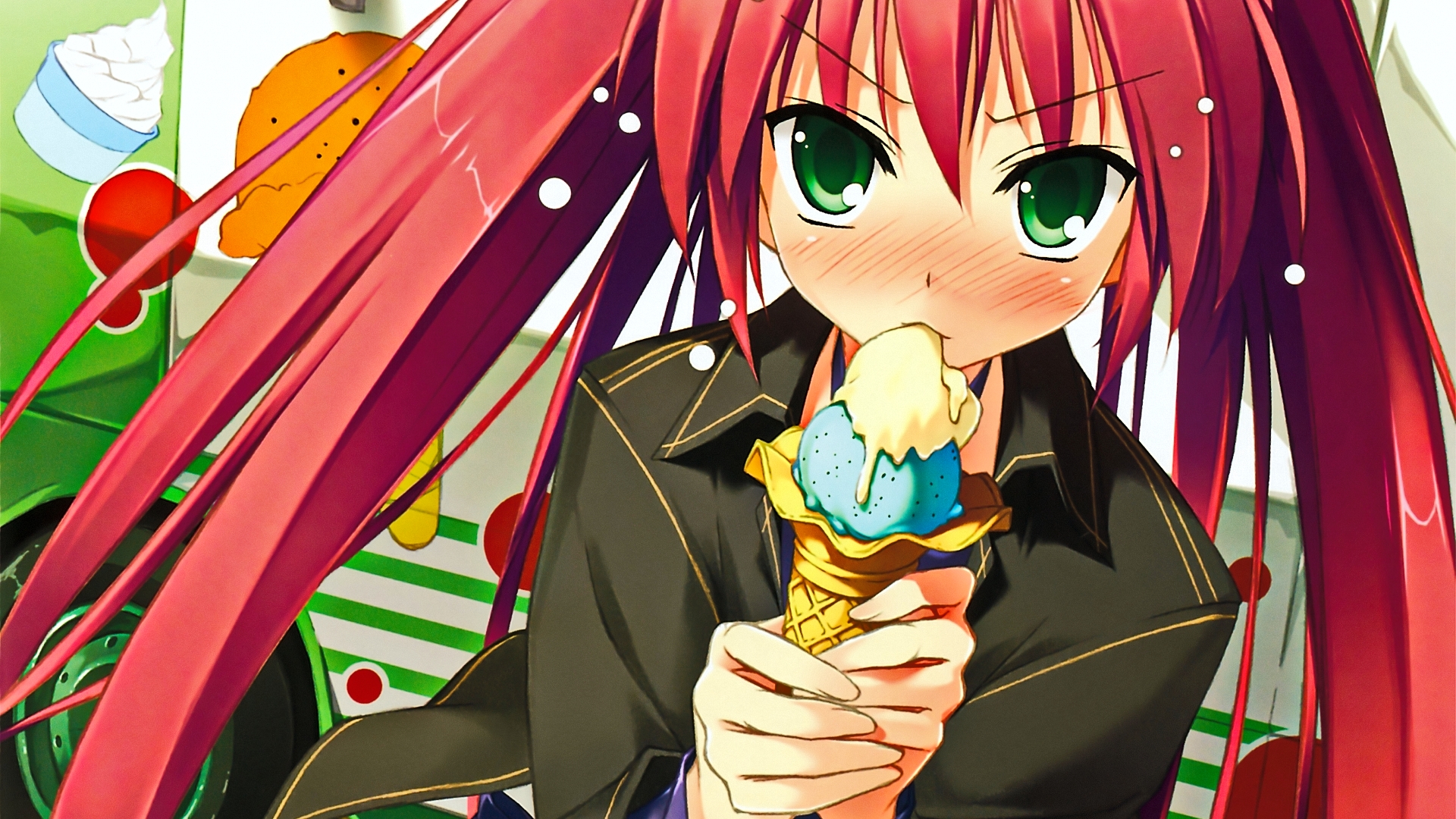 吃冰淇淋的动漫女孩