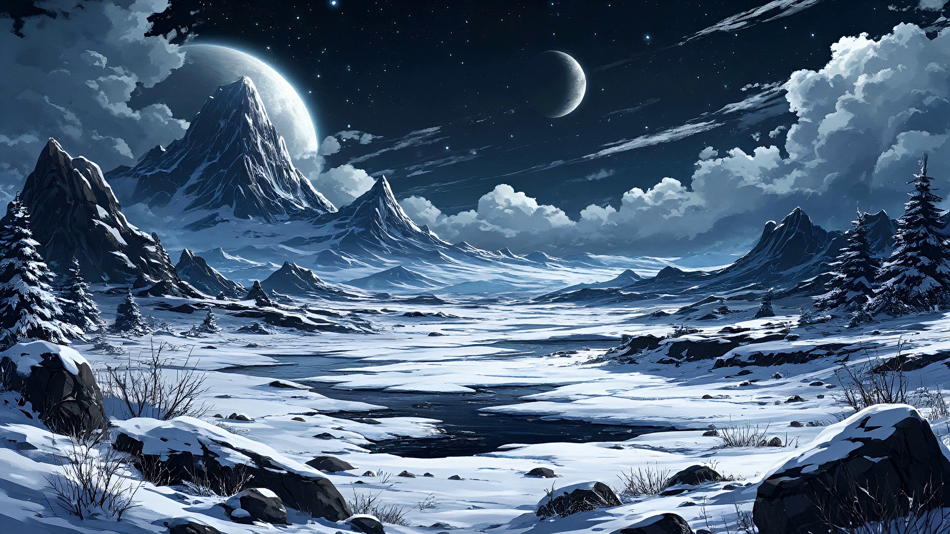 Бесплатное фото Красивый зимний пейзаж эпизод седьмой