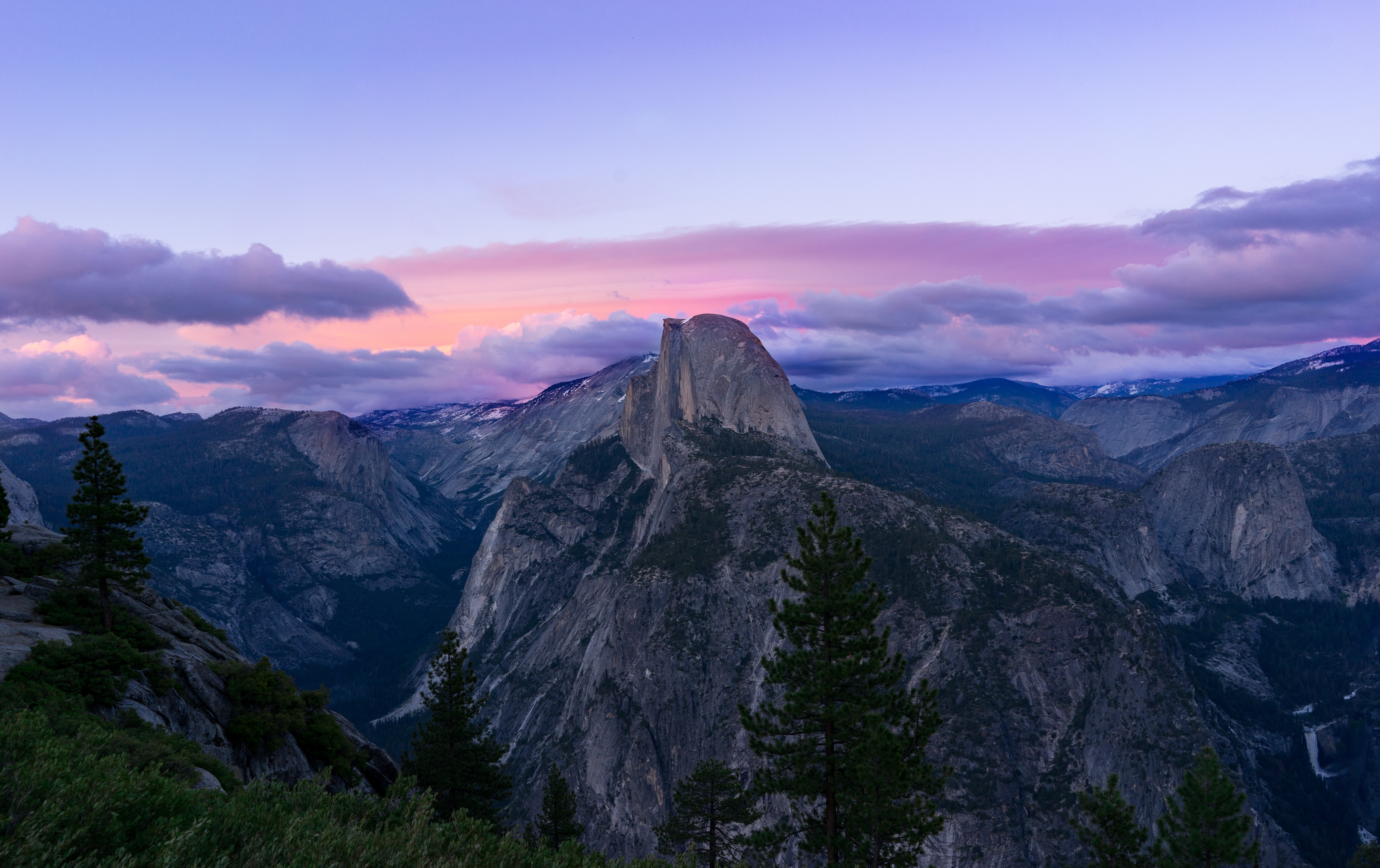 The expanse over the mountains during sunset