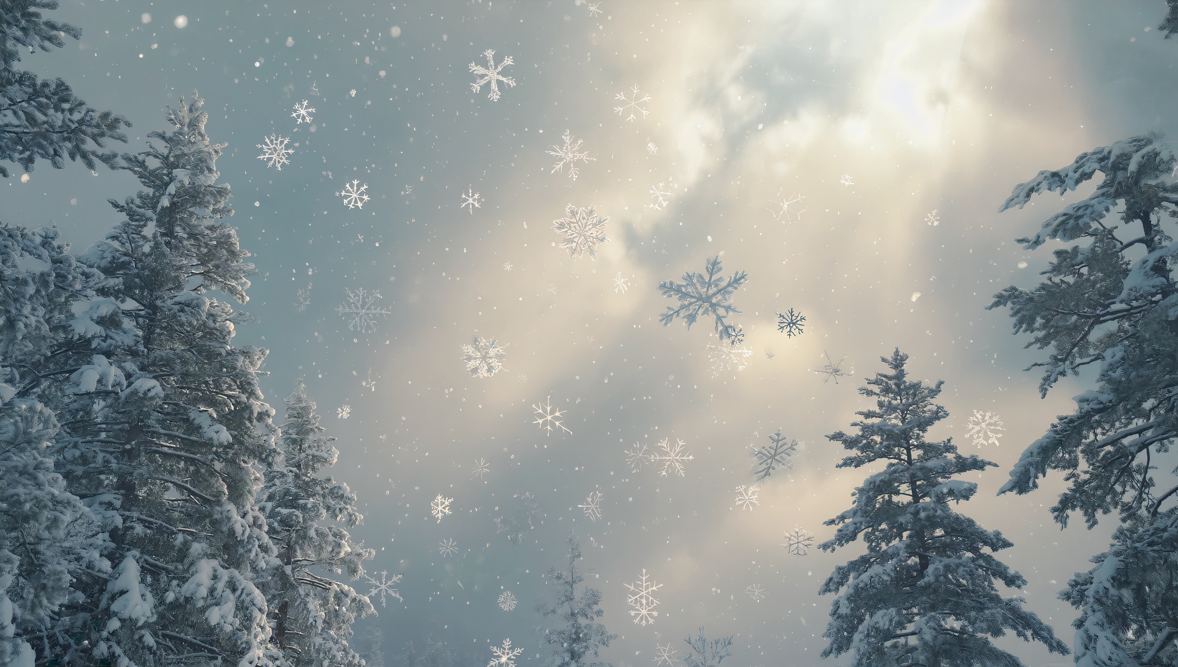 Бесплатное фото Обои на рабочий стол, пейзаж с видом на подсвеченные солнцем облака и лес