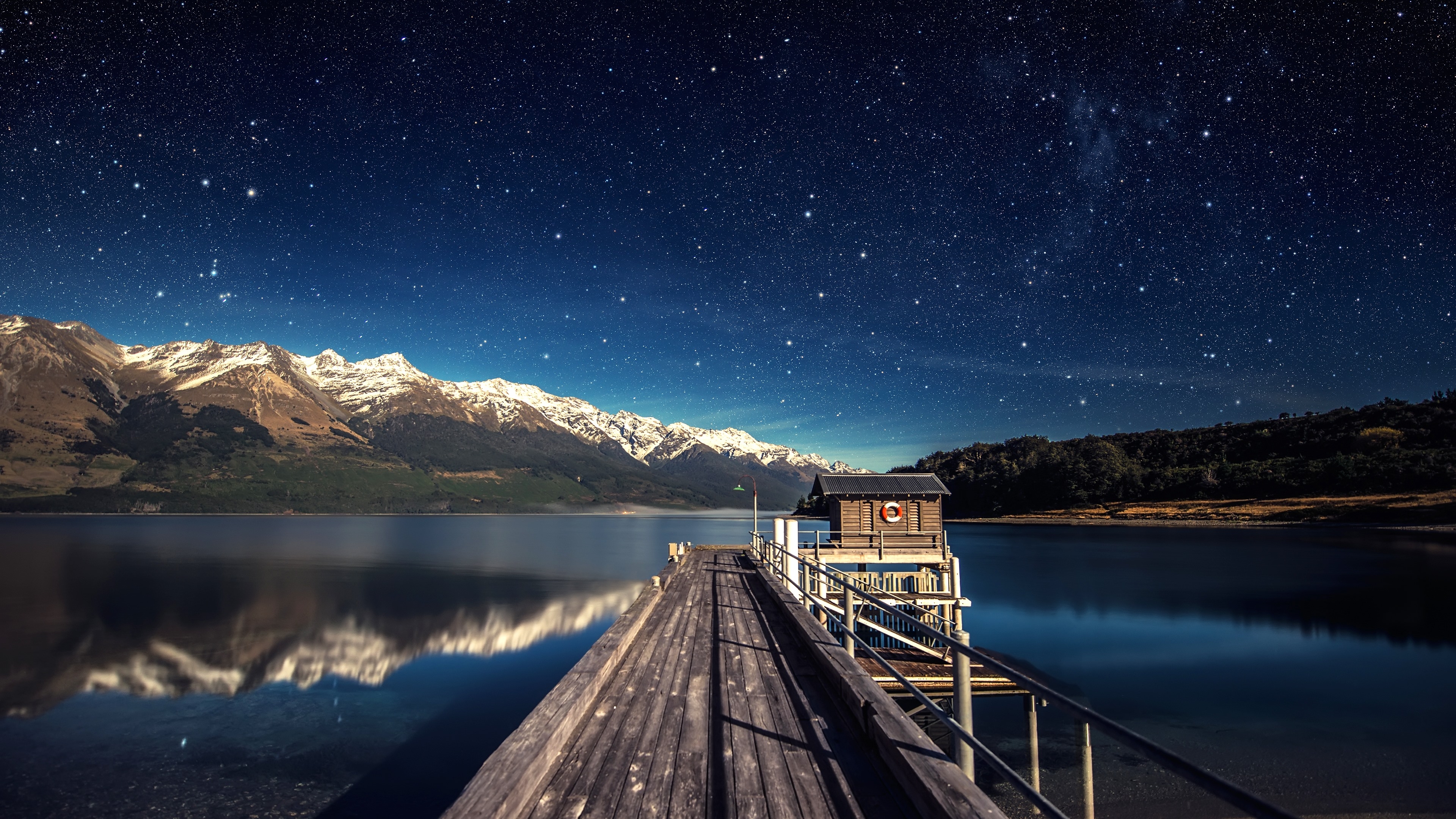 桌面上的壁纸码头壁纸 星空 湖