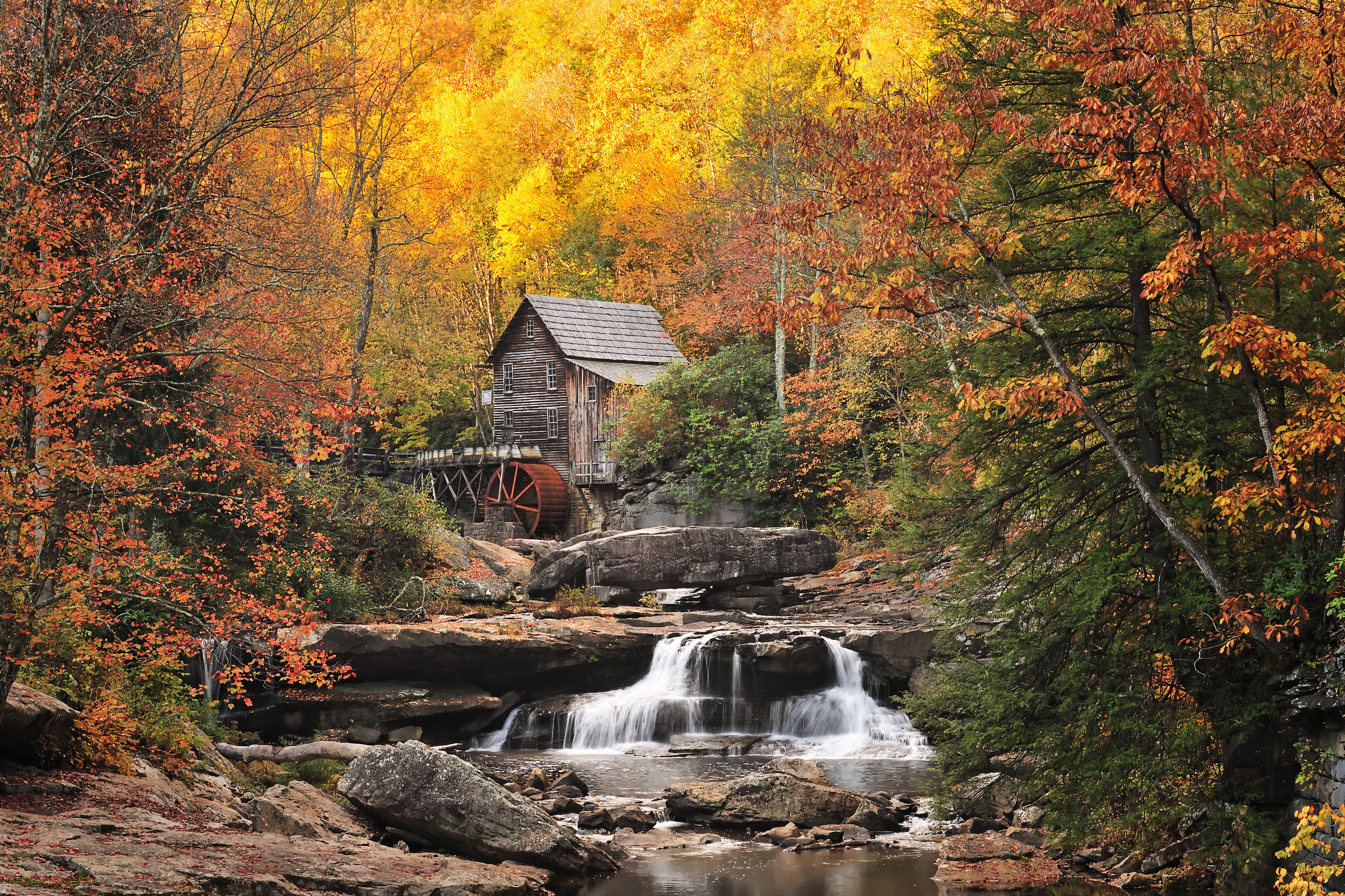 Обои Behind Glade Creek Grist Mills Babcock State Park West Virginia на рабочий стол