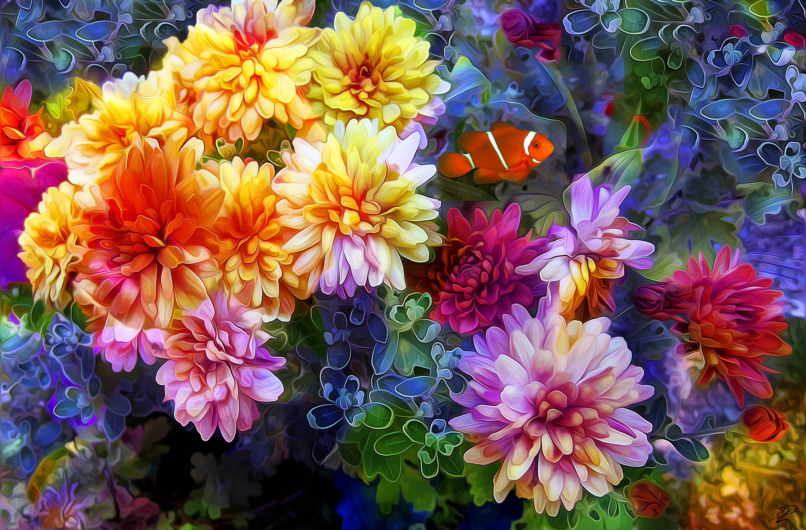 Wallpapers flowers 3d art on the desktop