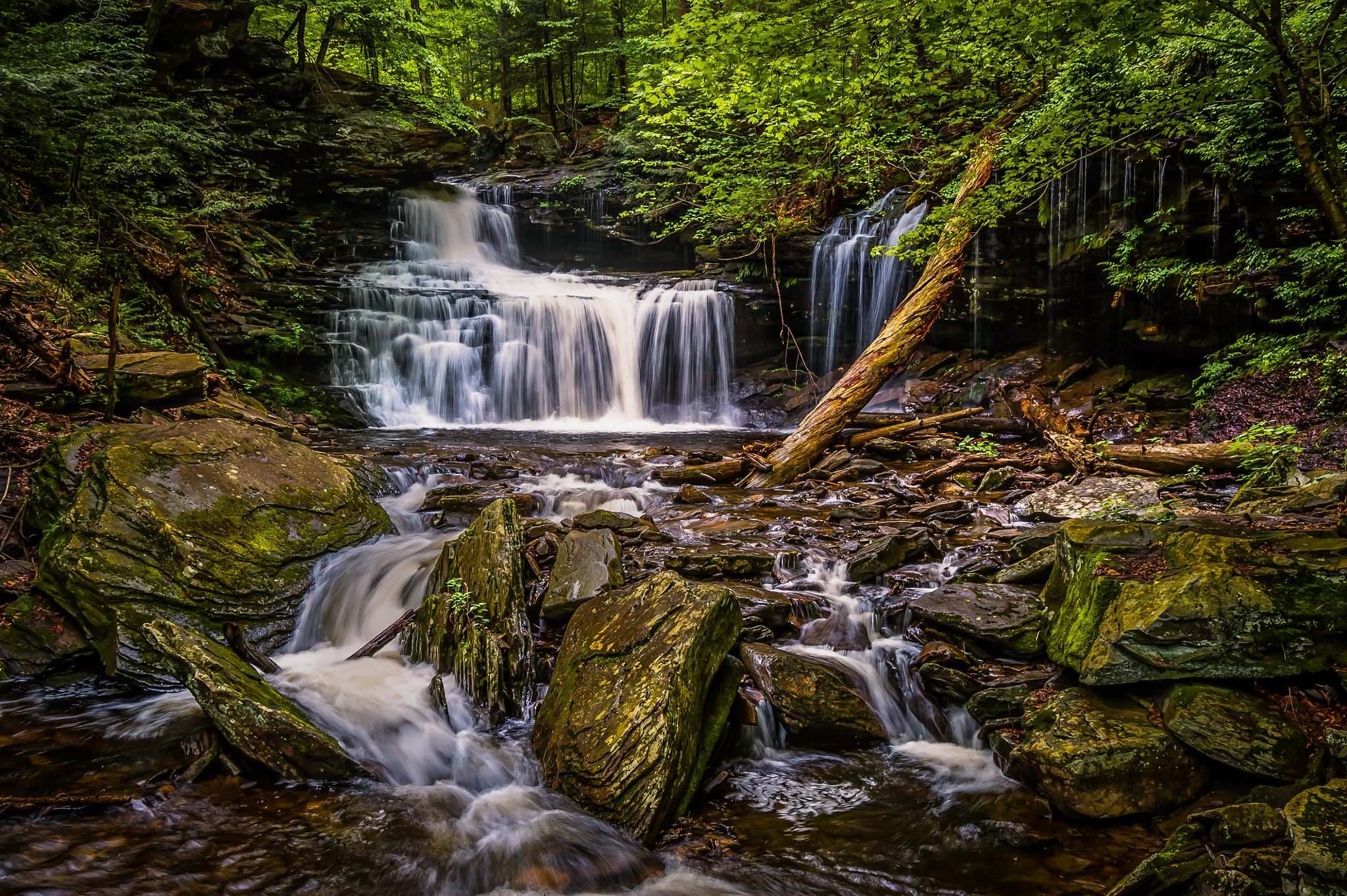 Wallpapers landscape Ricketts Glen State Park waterfall on the desktop