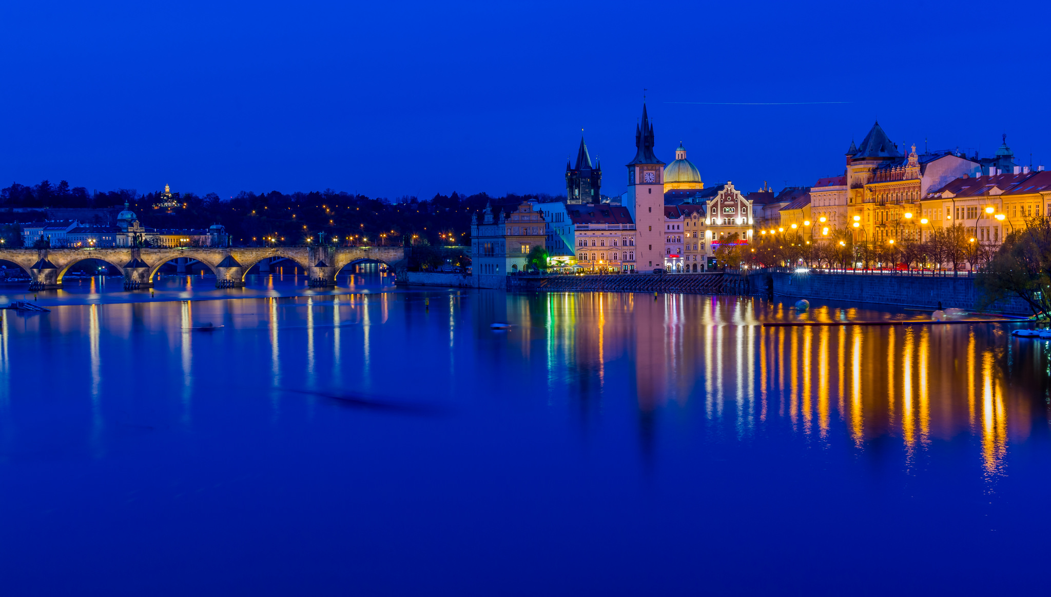 Wallpapers Charles bridge night city lights on the desktop