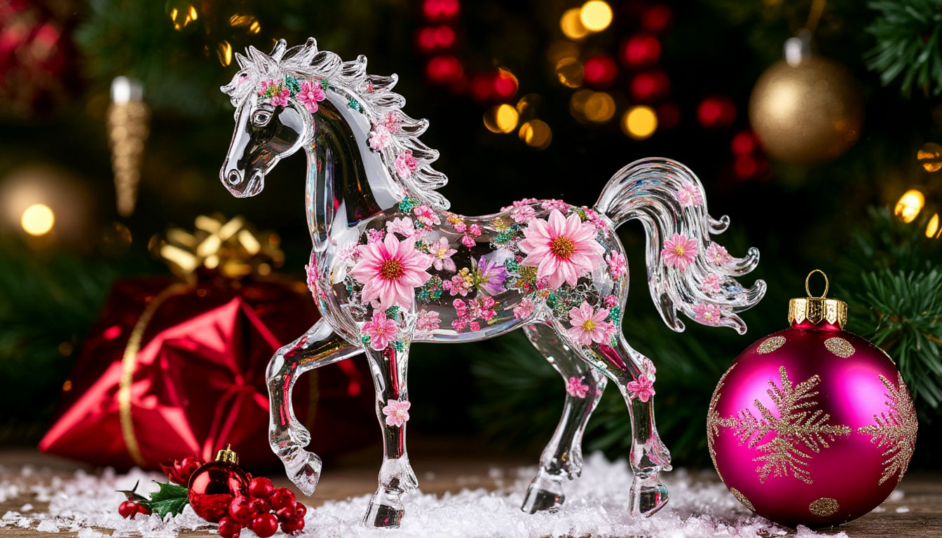 Бесплатная открытка Хрустальная лошадка. Символ Нового Года.