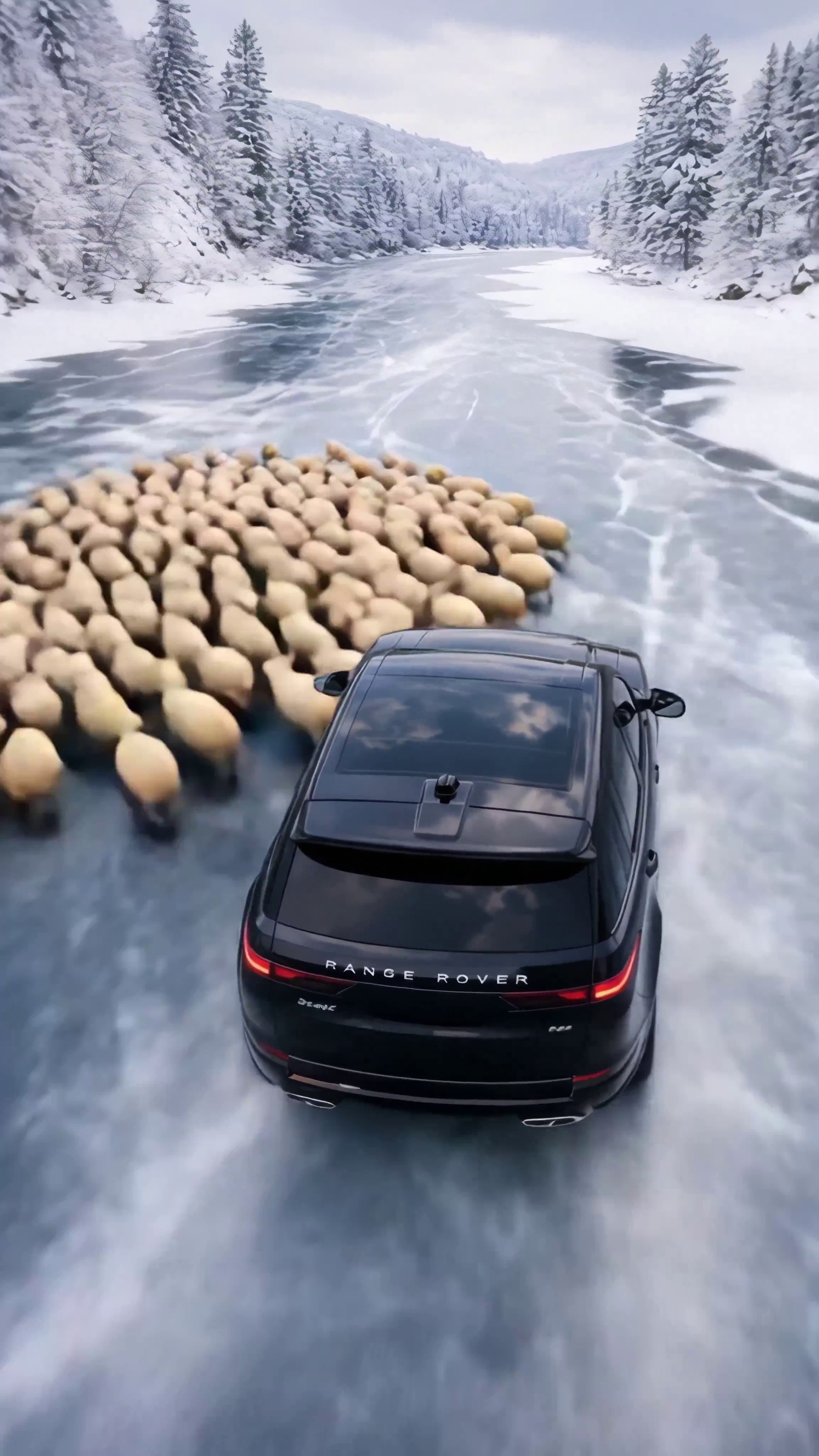 Free video A car rushes across a frozen river