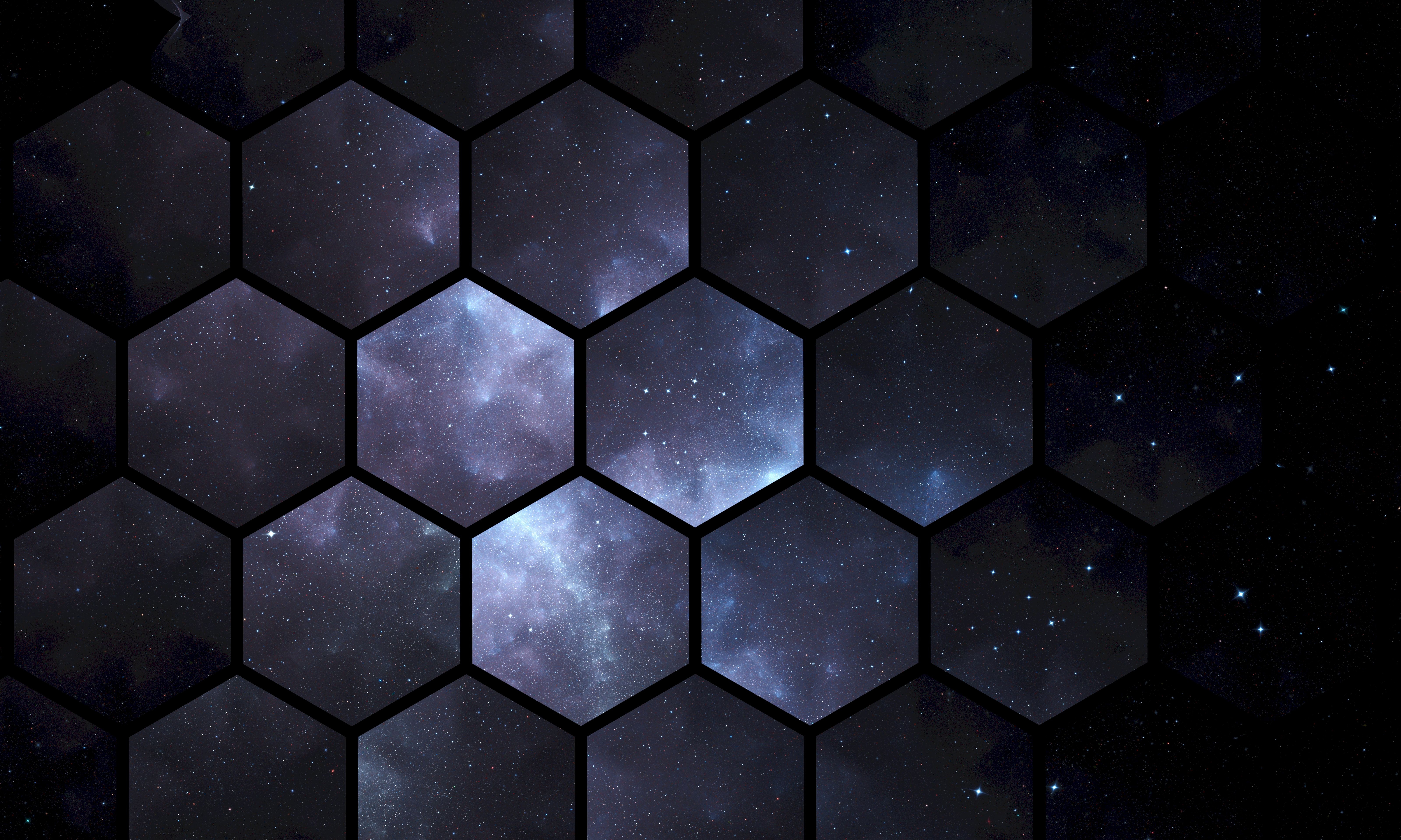 A view of space through a hexagonal pattern