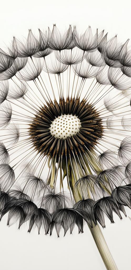 Бесплатное фото Графичный рисунок пушистых одуванчиков на светлом фоне.