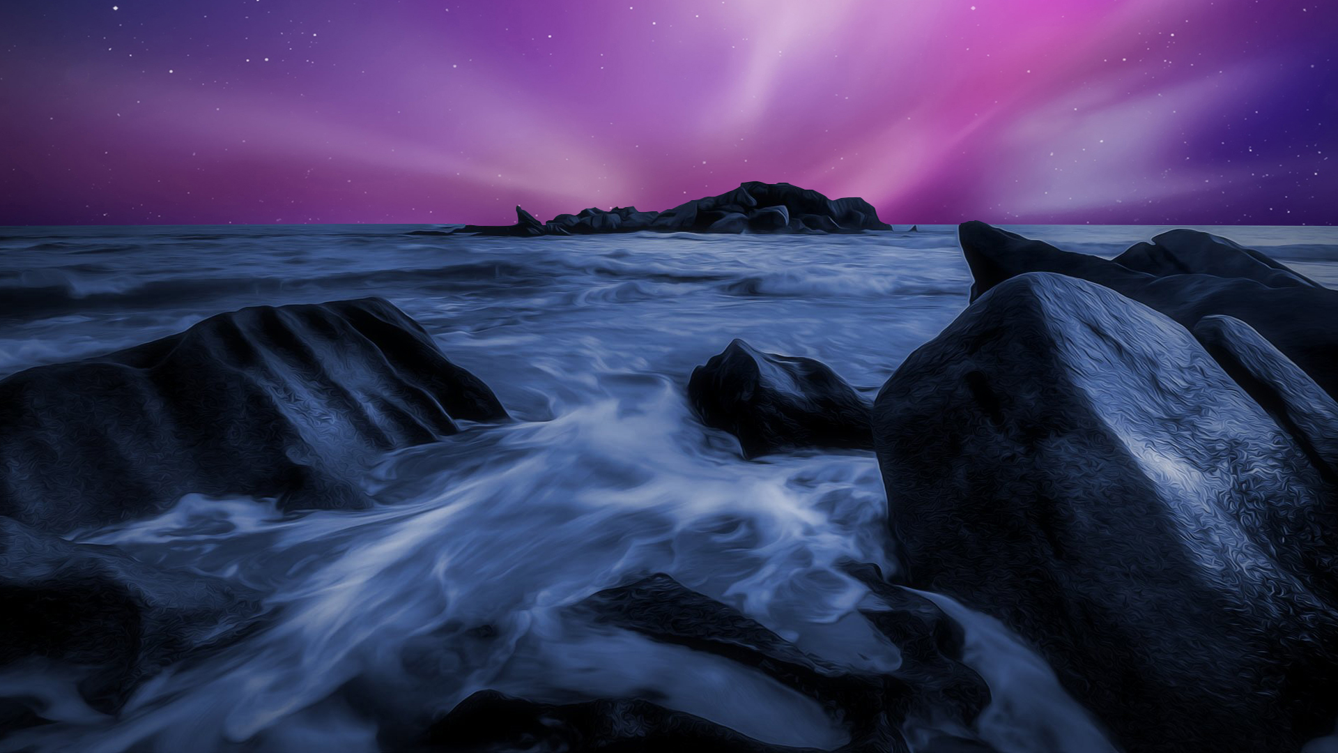 免费照片海上美丽的紫色晚霞