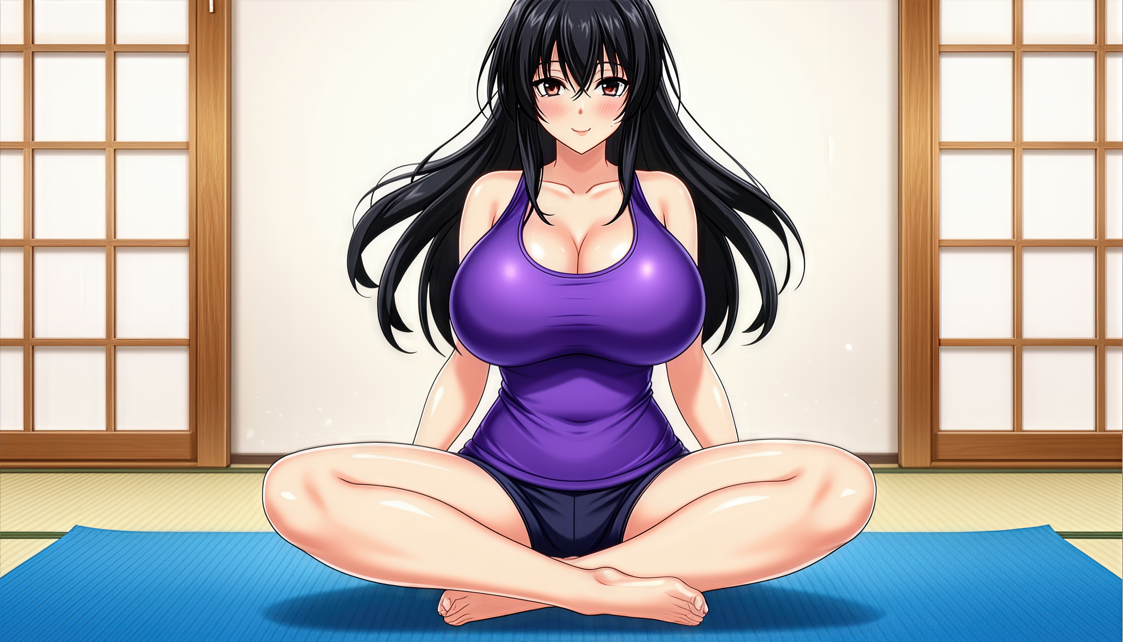 Wallpapers an anime girl lotus pose on the desktop
