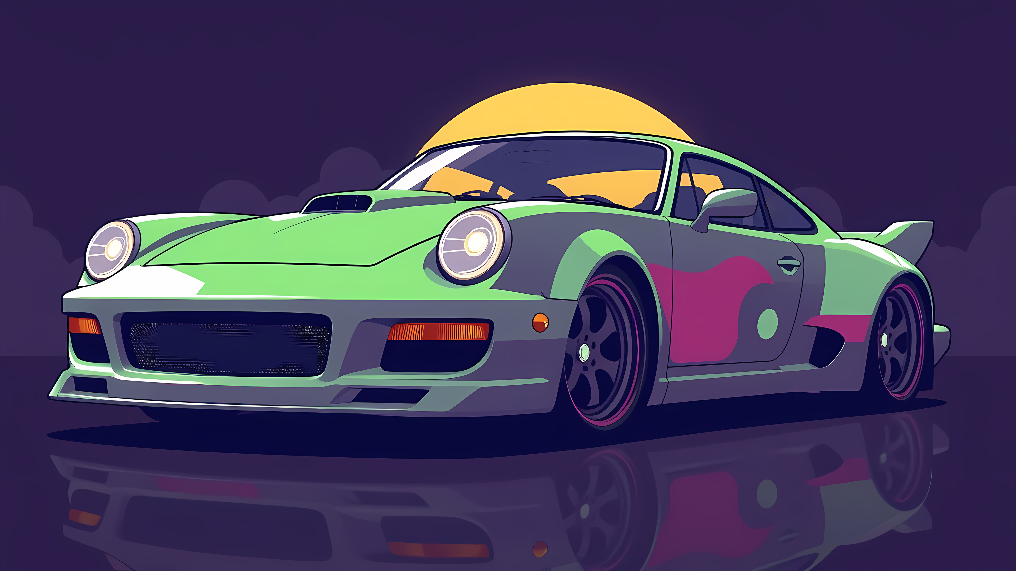 Бесплатное фото Porshe 911 (Арт Иллюстрация)