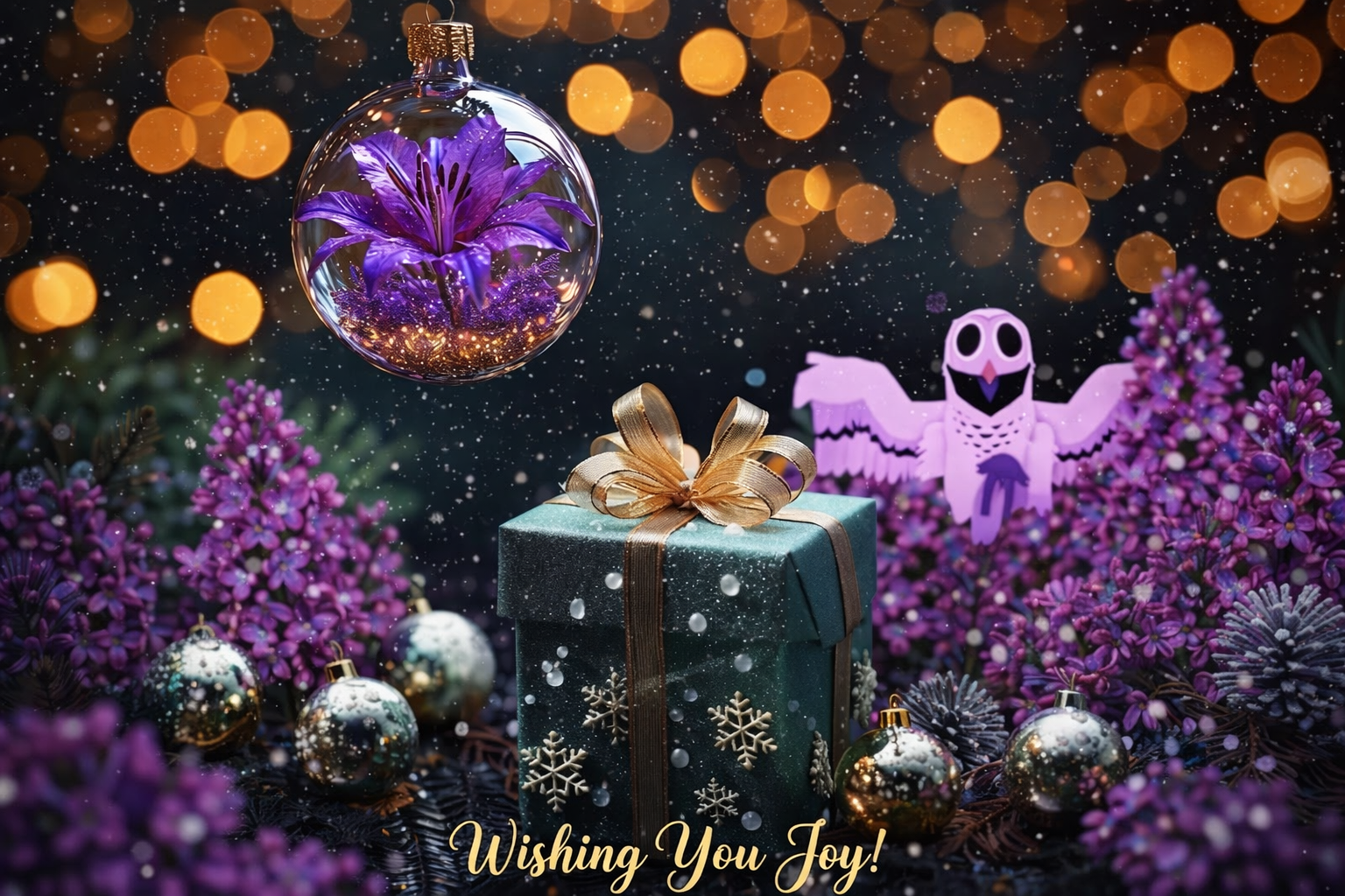 Бесплатная открытка Сова открывает подарки