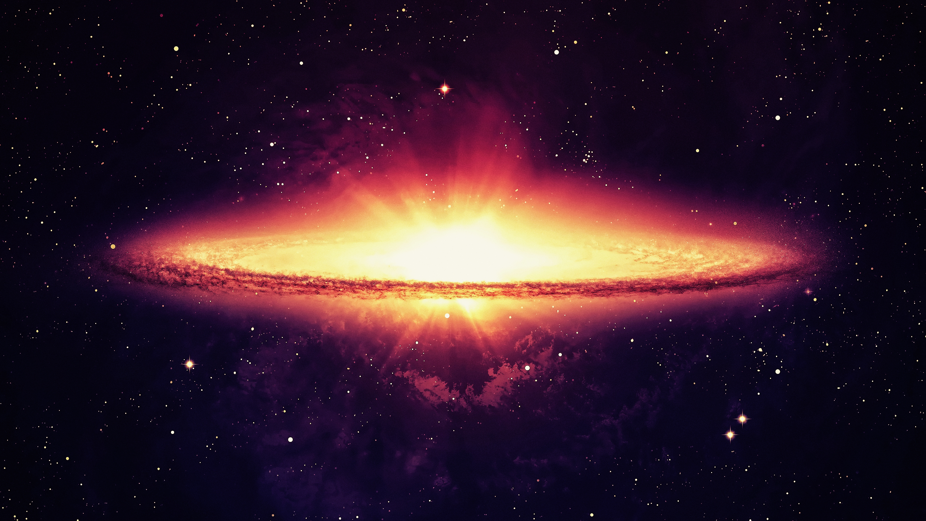 Wallpapers orange nebula stars galaxy on the desktop