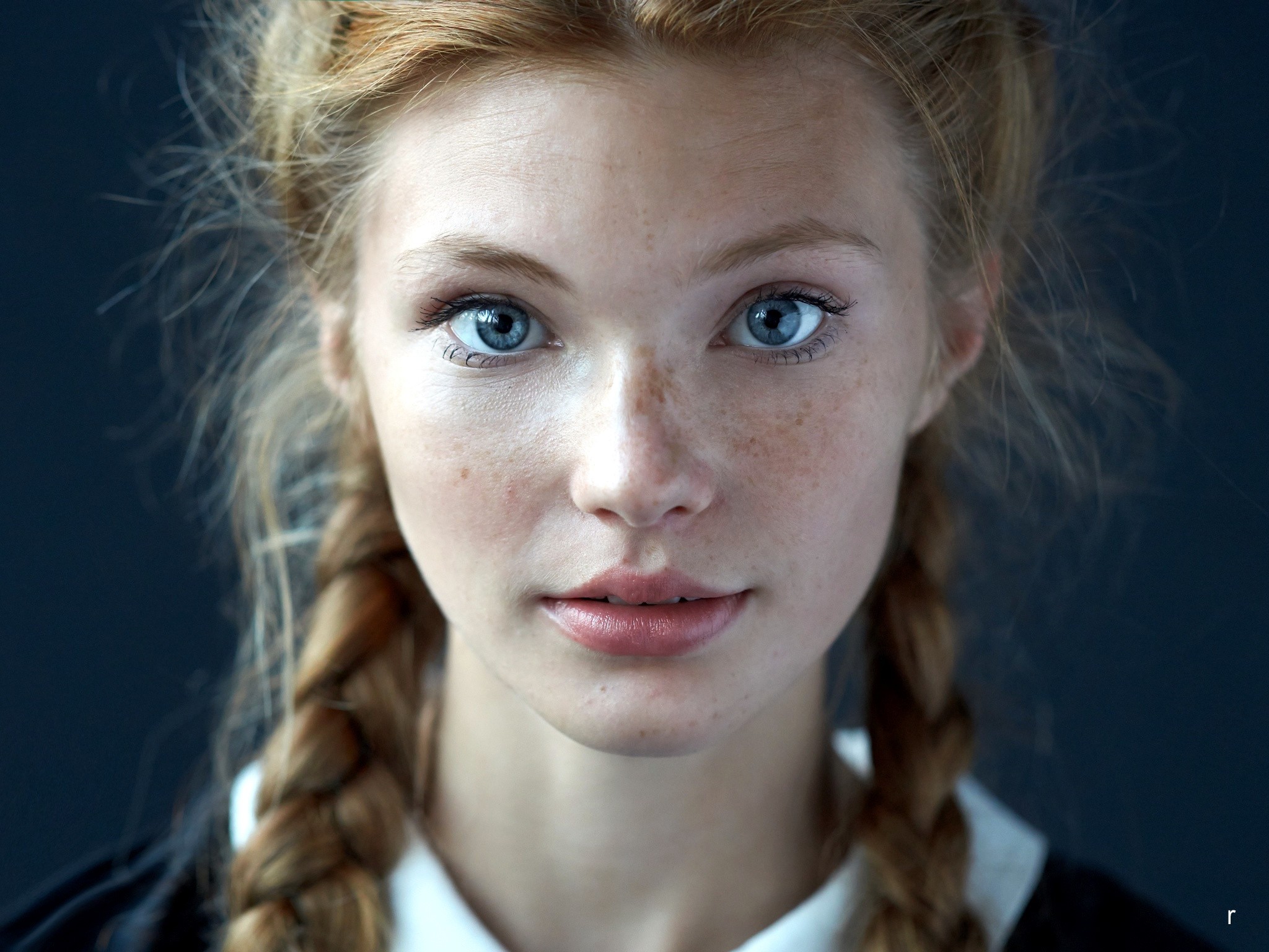 Wallpapers Dasha Milko freckles braids on the desktop