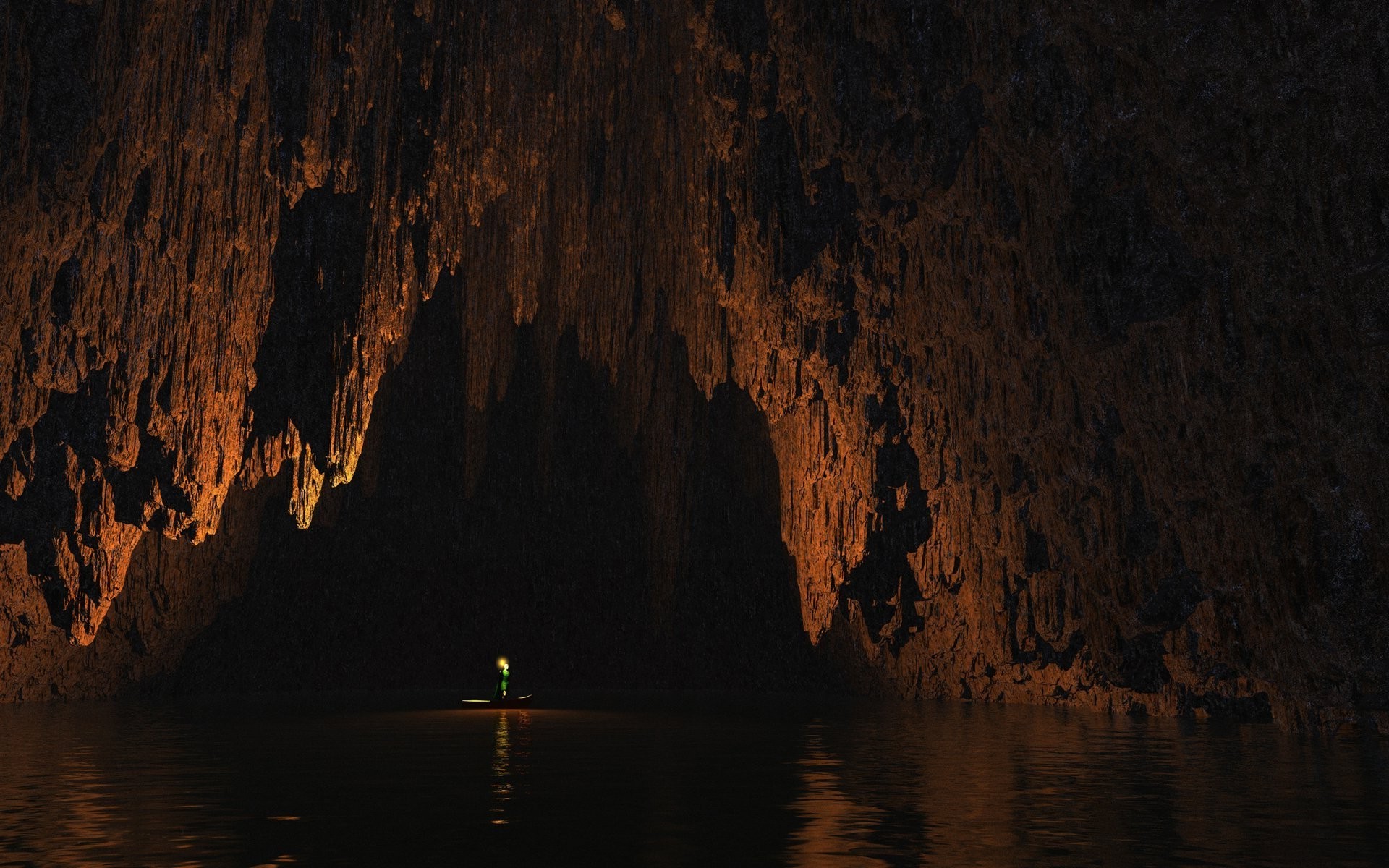 Обои пейзаж отражение пещера на рабочий стол