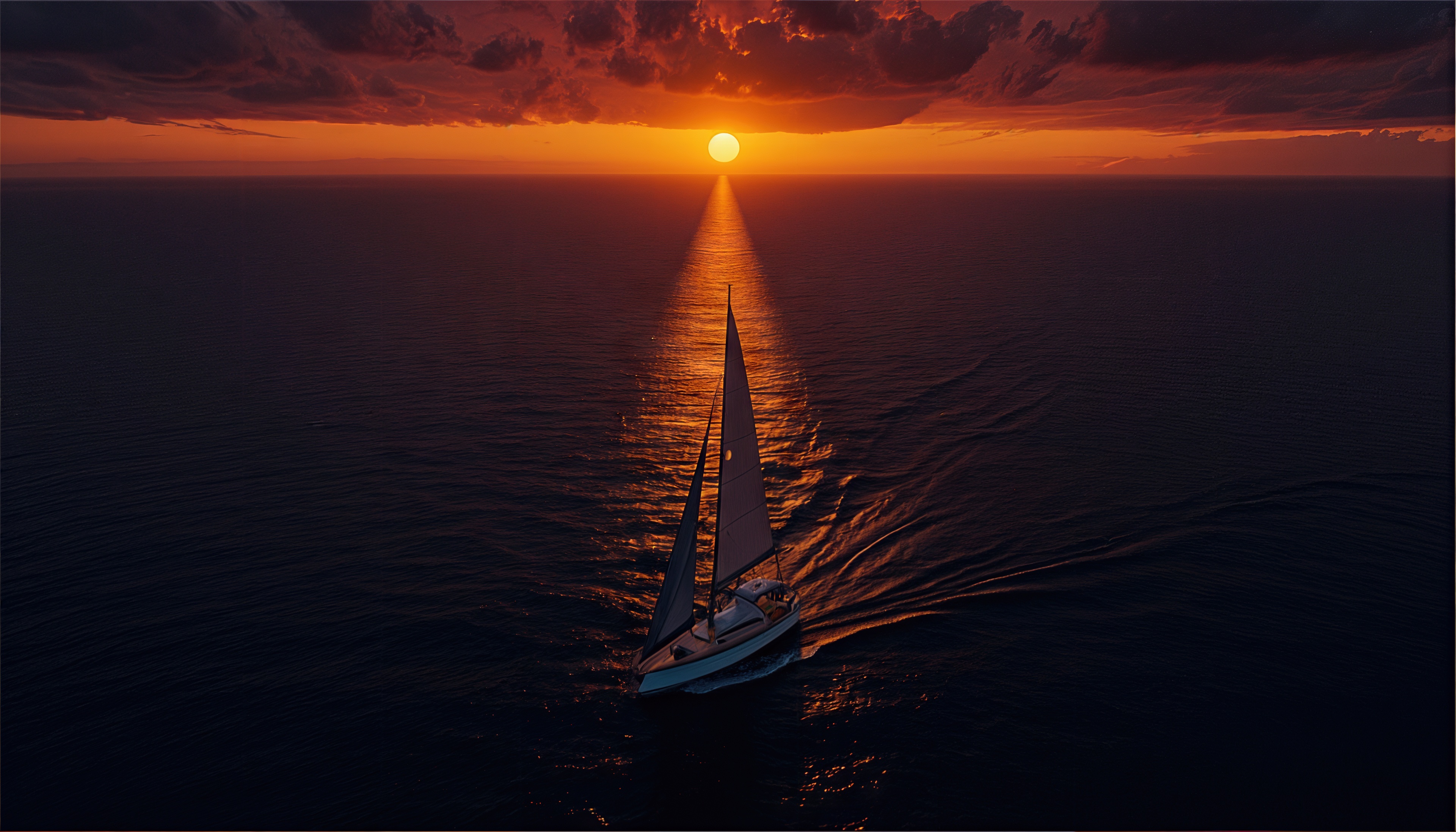 Wallpapers sunset yacht sailboat on the desktop