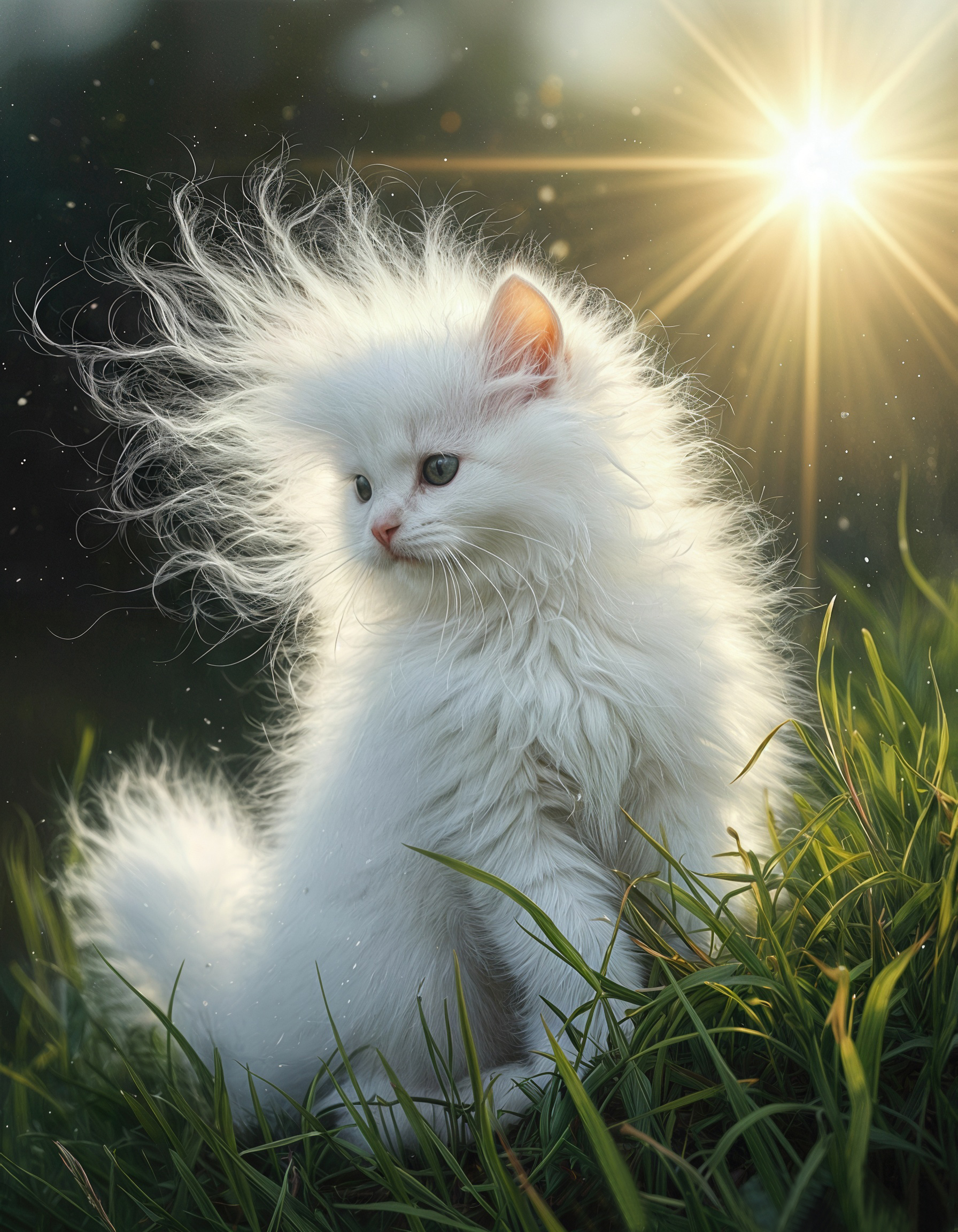 Wallpapers cat white cat fluffy cat on the desktop