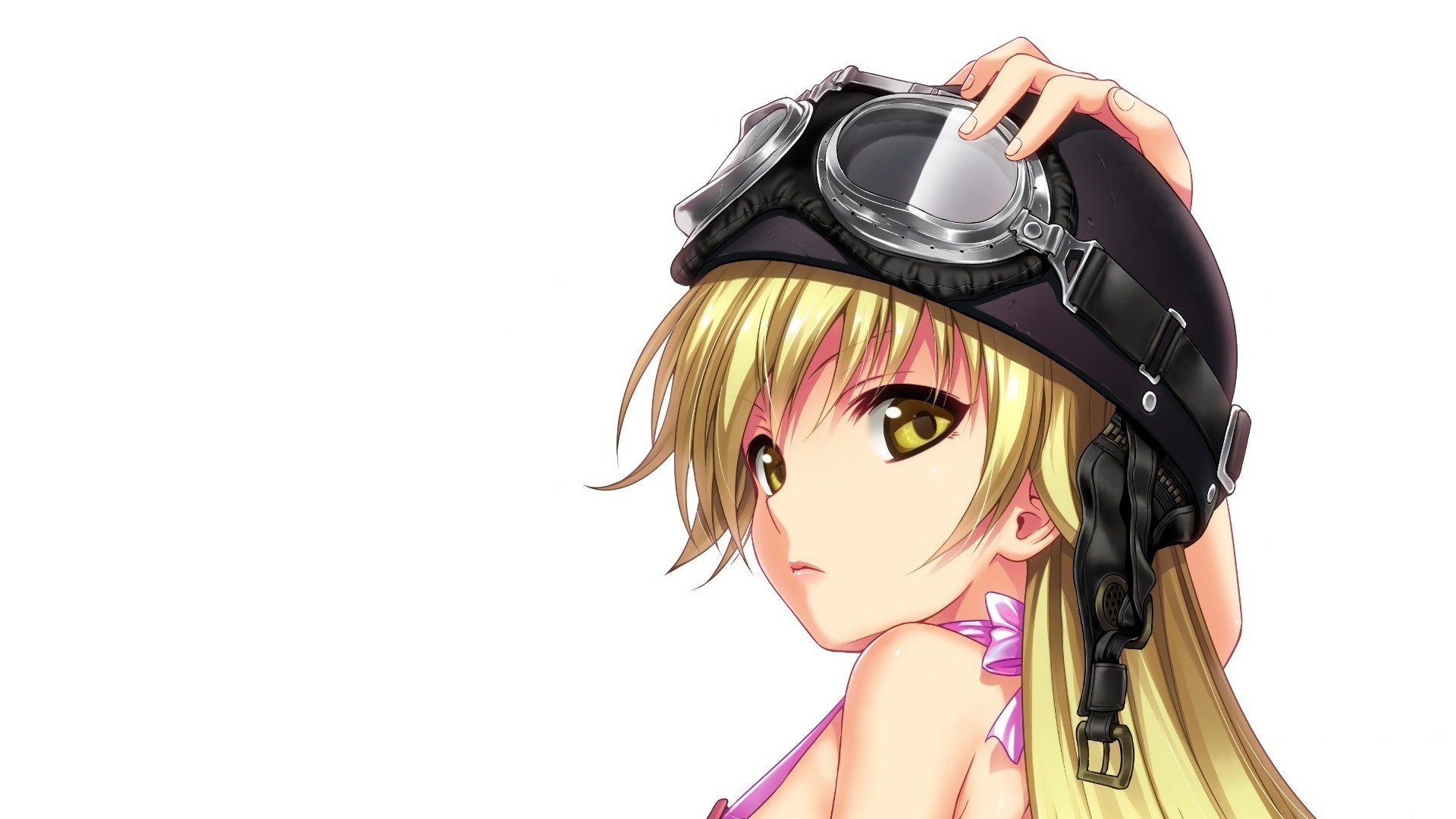 Wallpapers oshino shinobu blonde helmet on the desktop