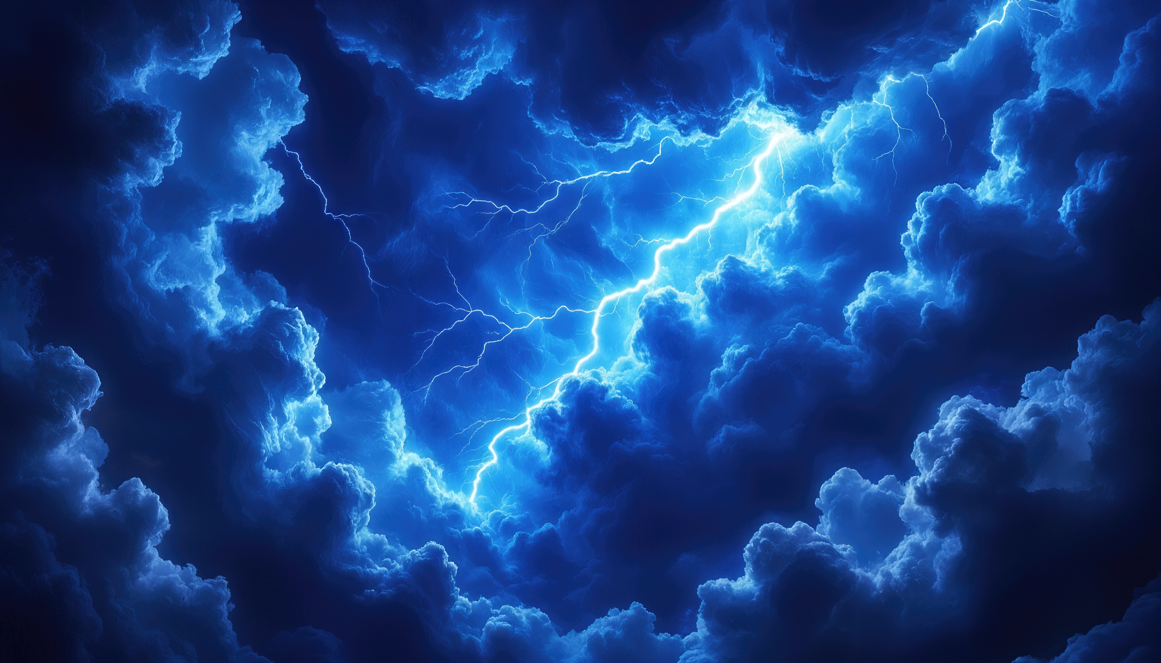 Штормовое небо с молниями и темными облаками, создающее драматическую атмосферу.