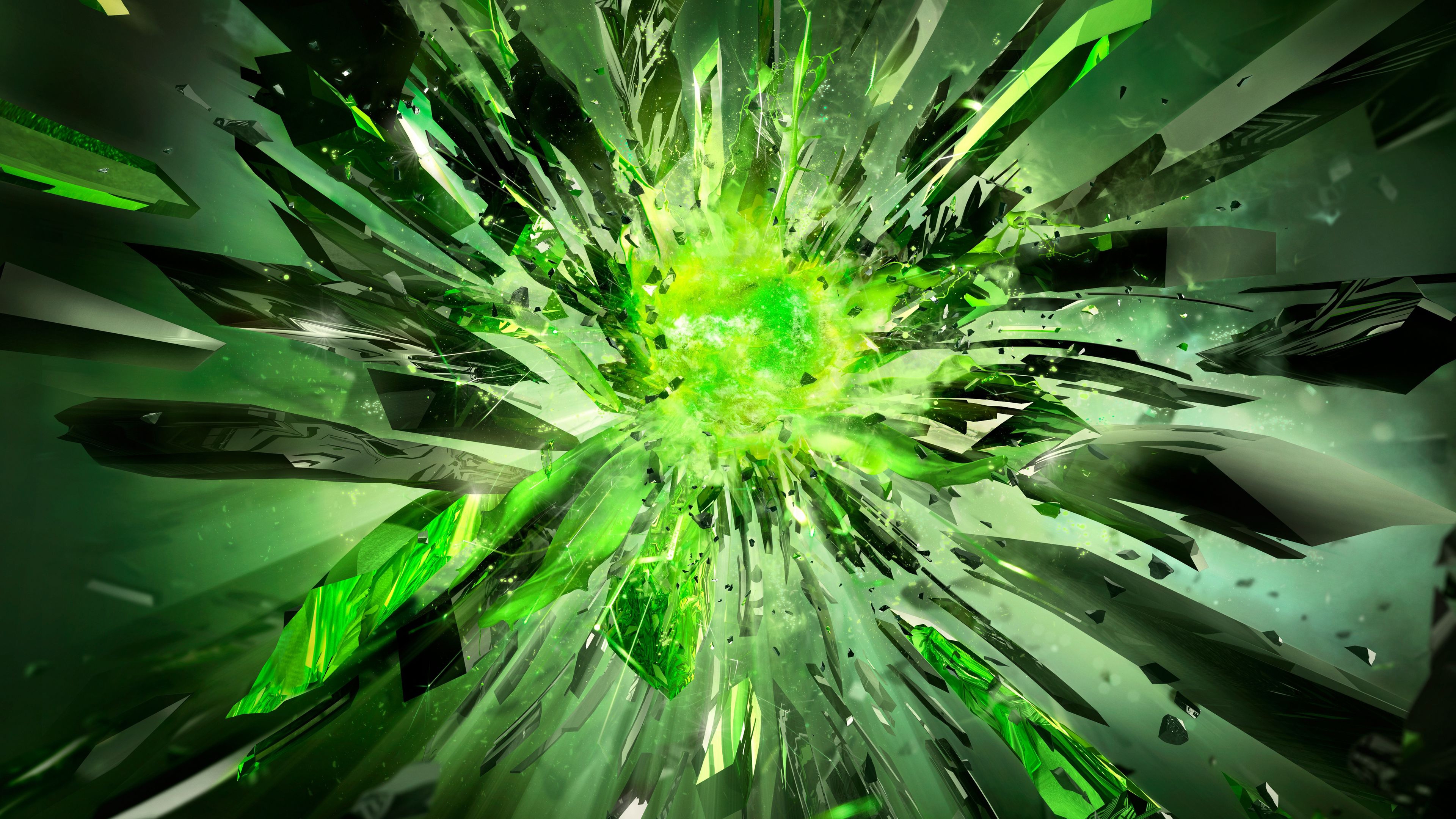 Wallpapers explosion lightning wallpaper green particles on the desktop