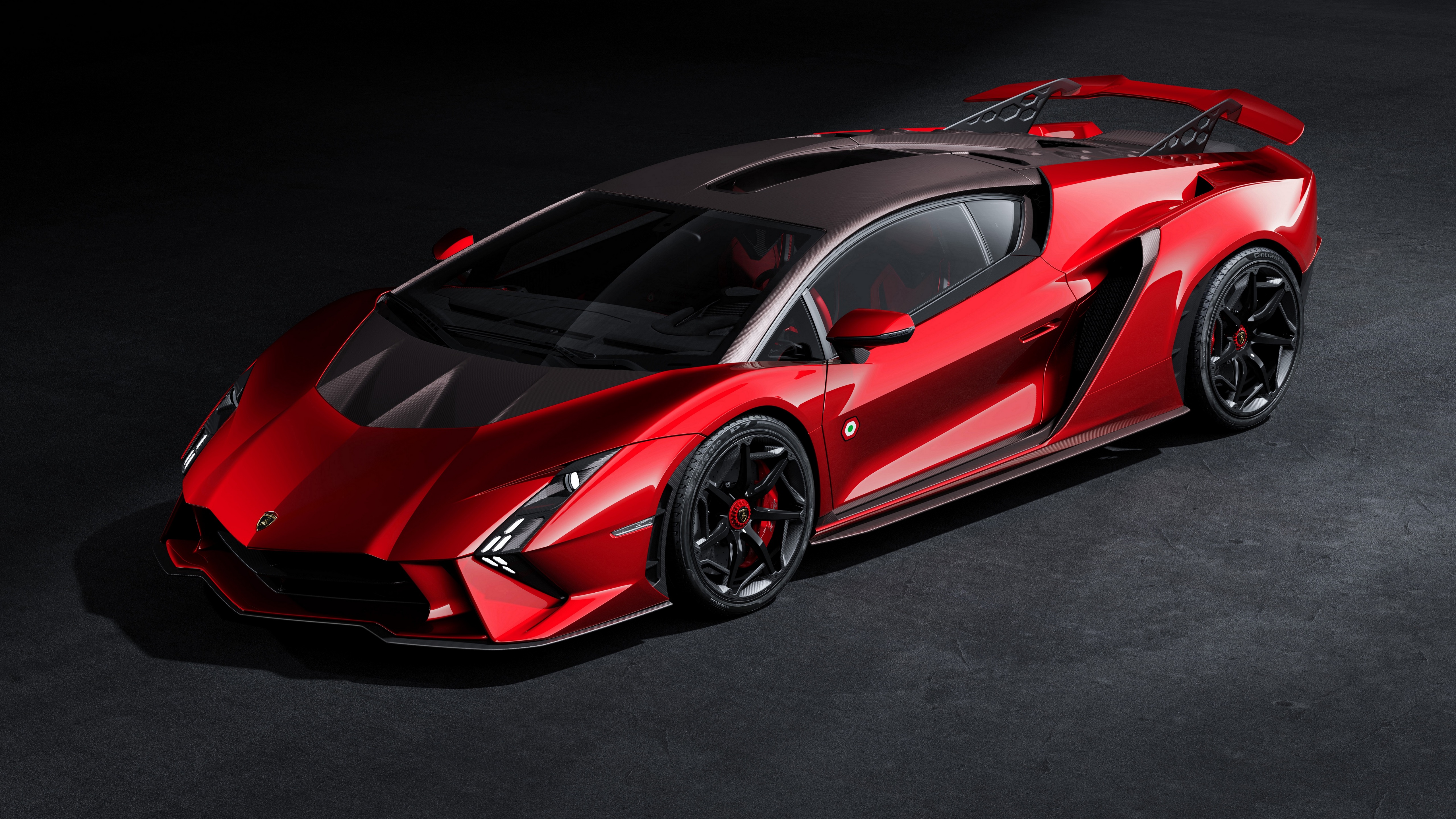 Red lamborghini invincible on a dark background