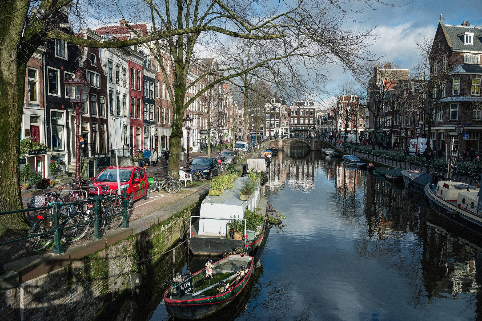 Wallpapers Amsterdam boat canal on the desktop