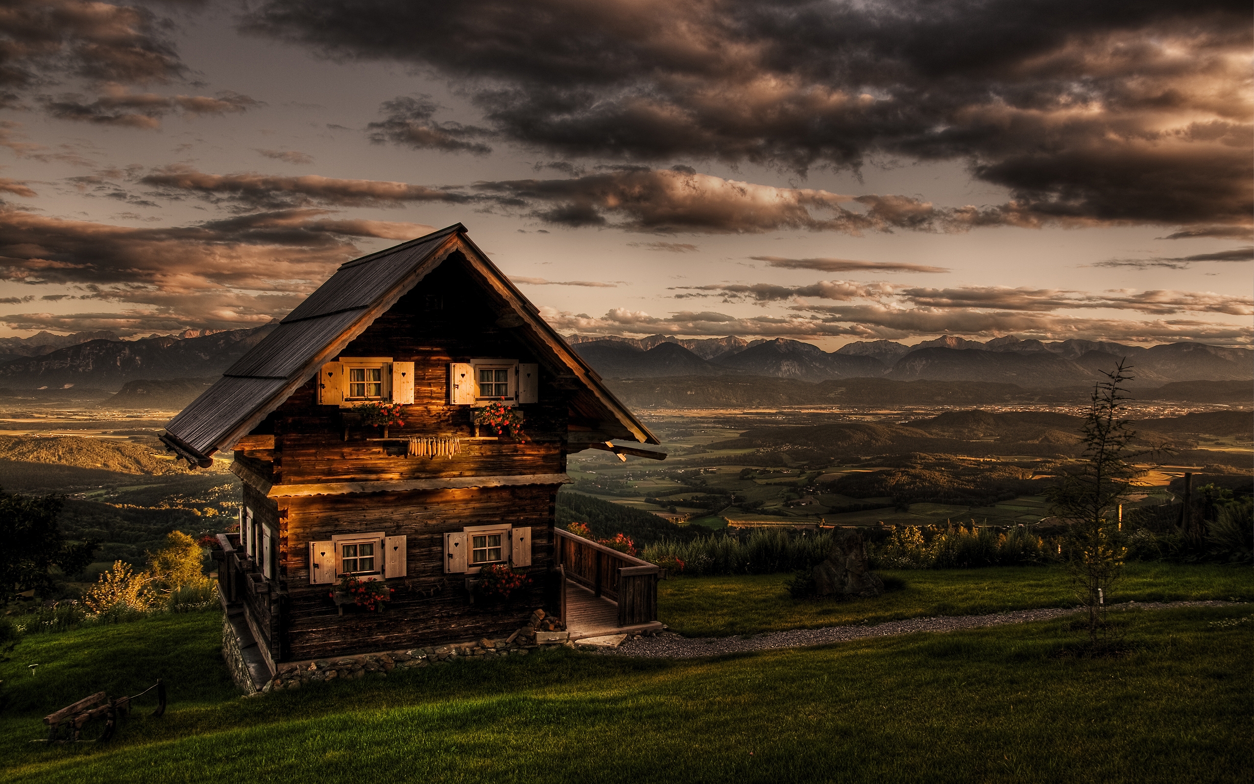 Wallpapers old house hills mountains on the desktop