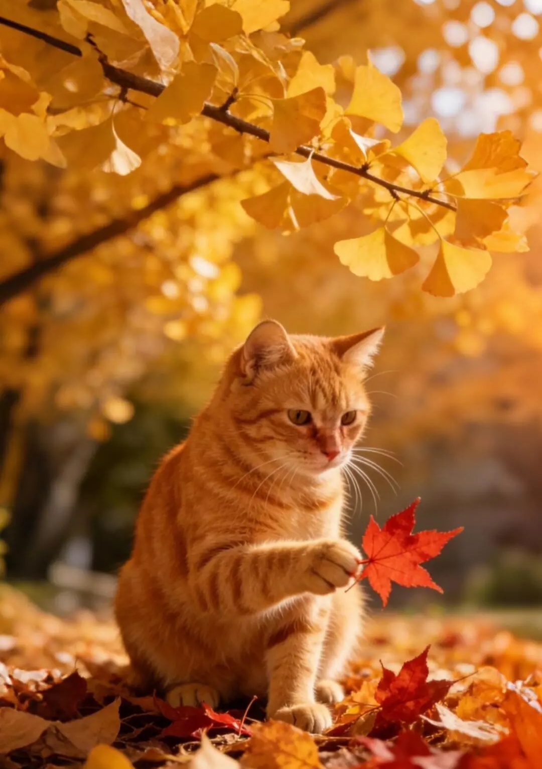 Бесплатное фото Осенний кот