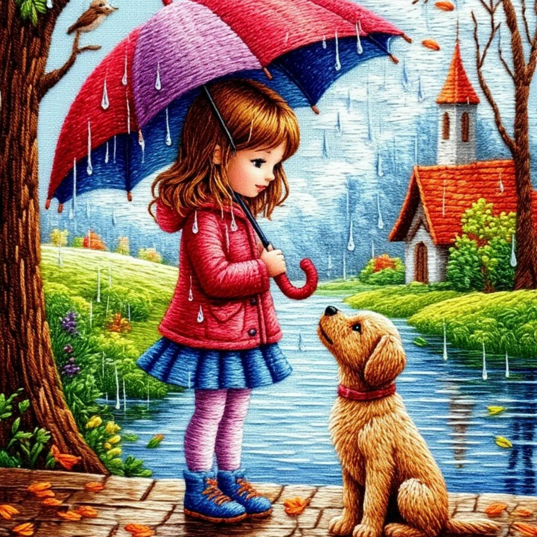 Бесплатное фото Счастье в дождливый день