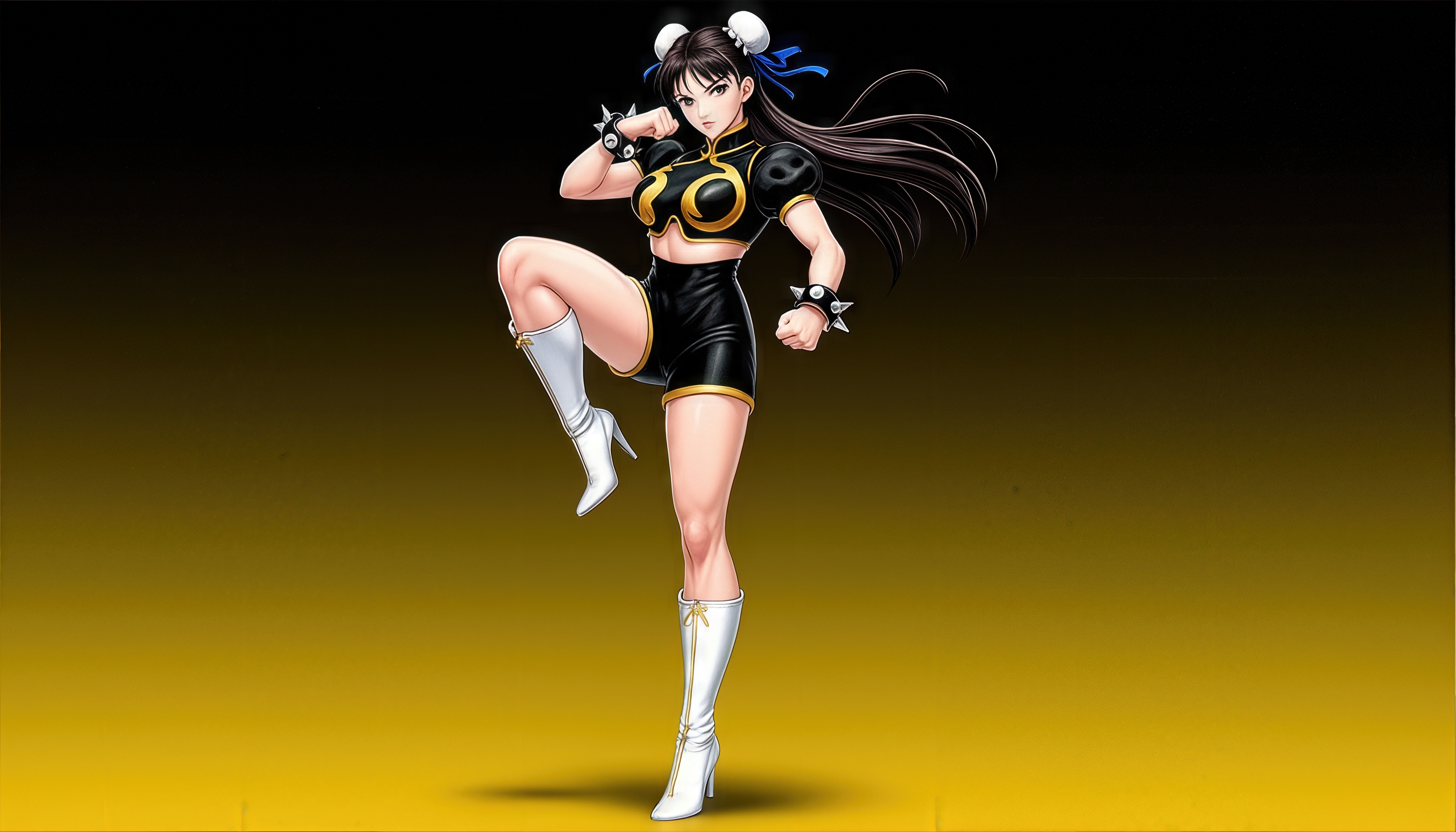 Бесплатное фото Chun-Li в боевой стойке: стиль и мощь в каждом движении.