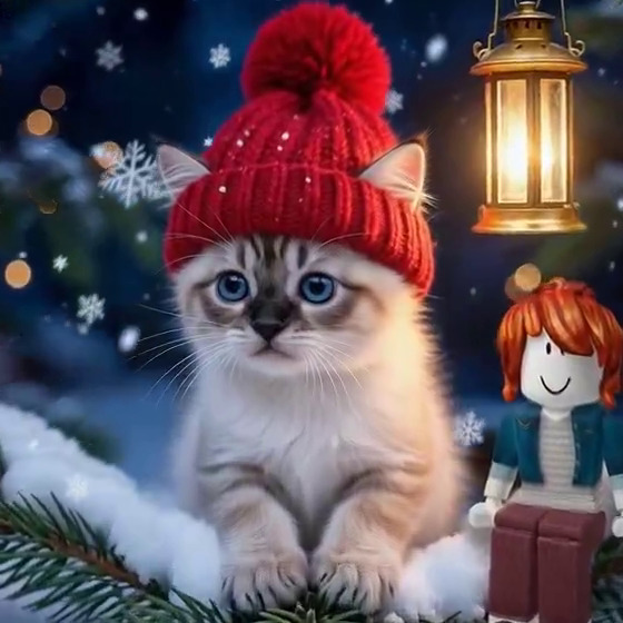 Бесплатная открытка Бекон и кот в игре Роблокс.