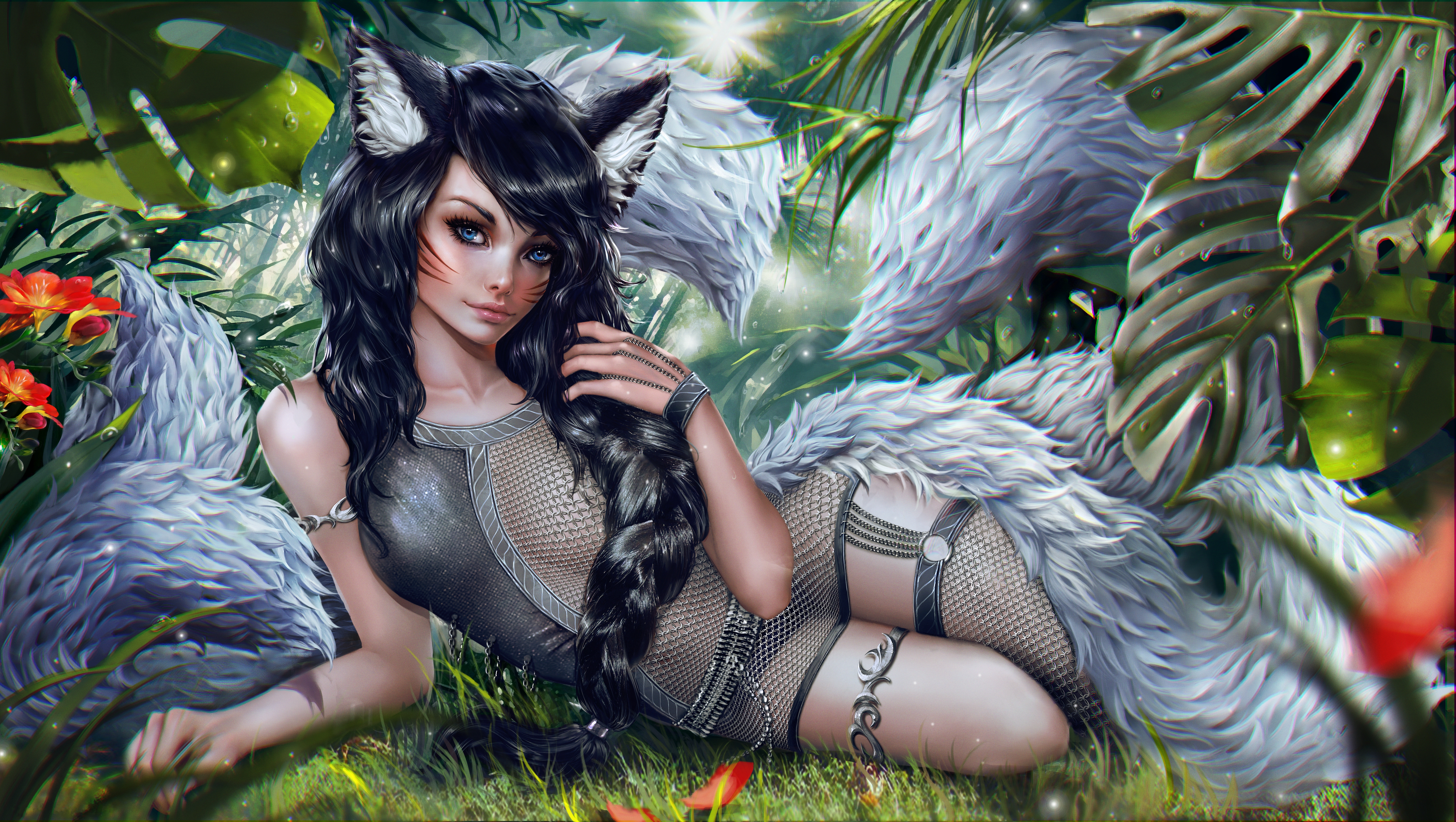 Wallpapers girl cat fantastic girl girls on the desktop