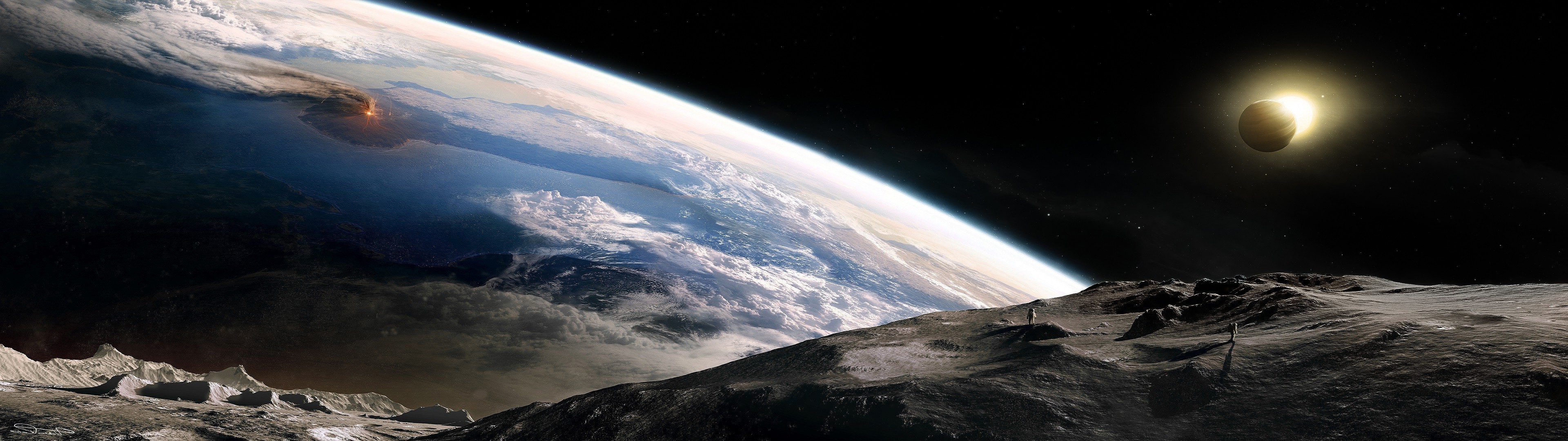 Бесплатное фото Солнечное затмение с Луны