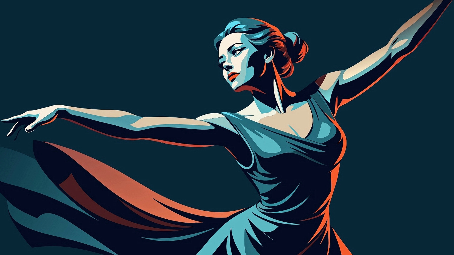 Бесплатное фото Девушка танцует на темном фоне