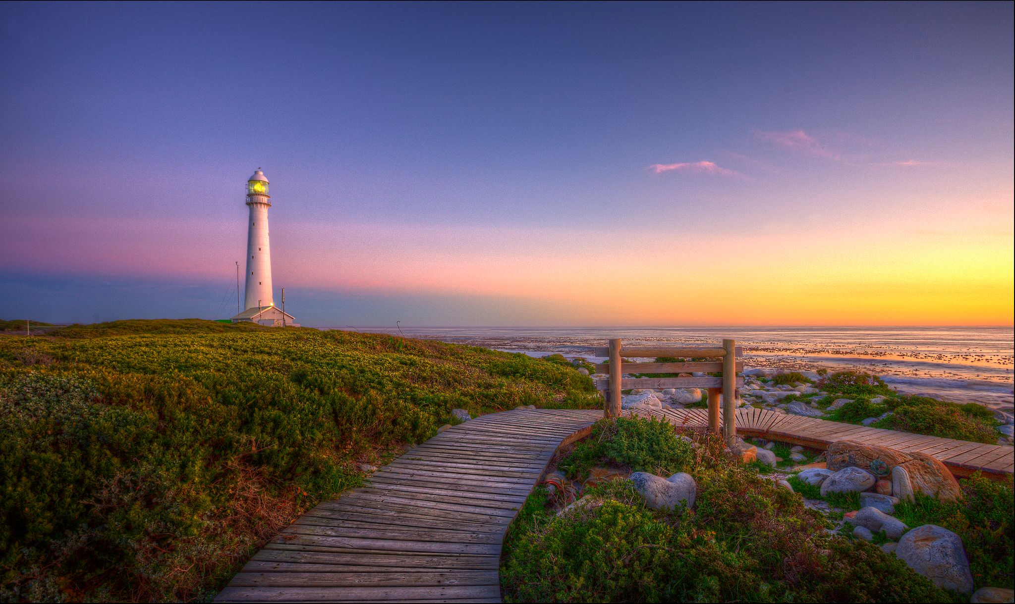 Обои Slangkop Lighthouse Kommetjie Маяк Слангоп на рабочий стол