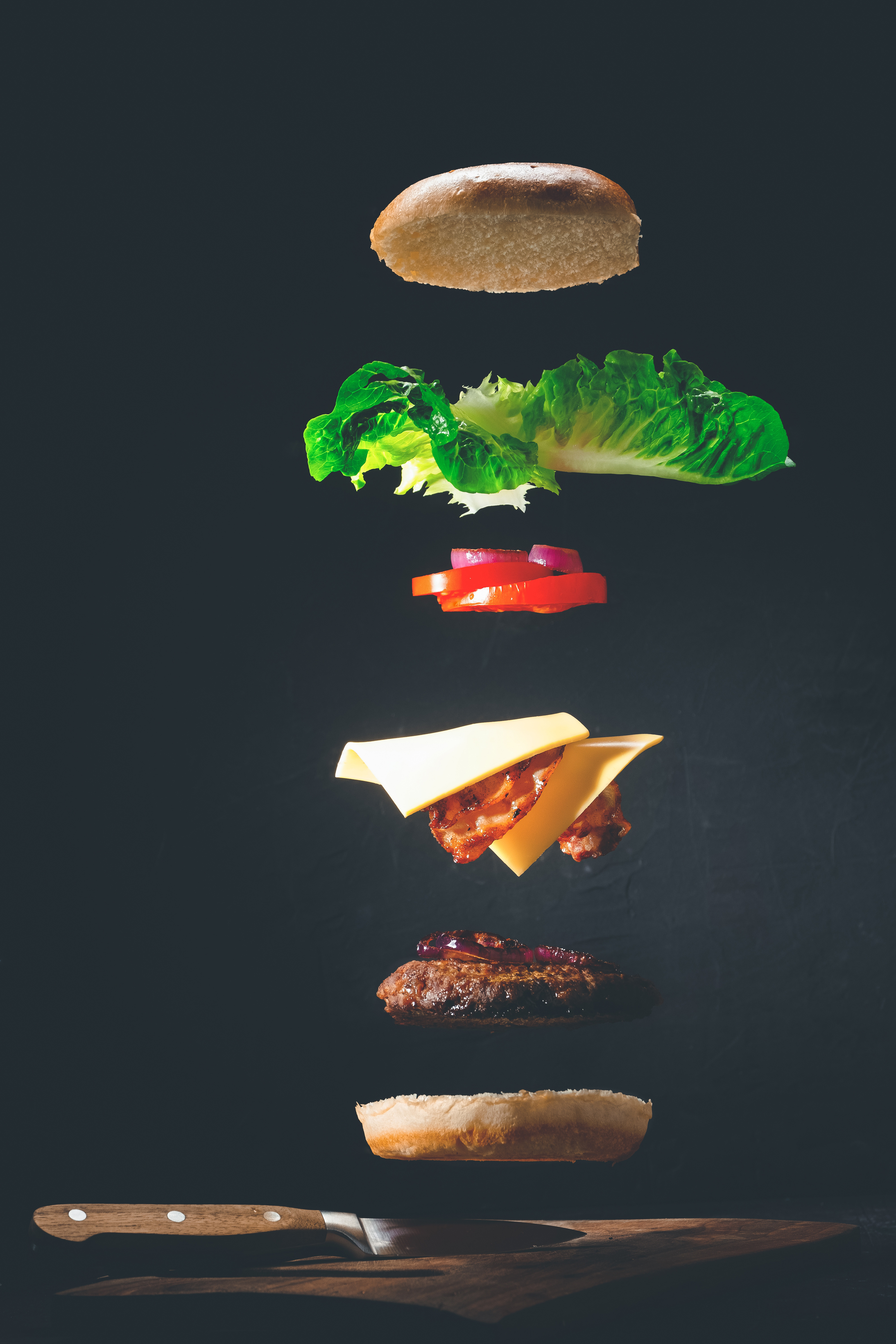 桌面上的壁纸食物 刀 汉堡包
