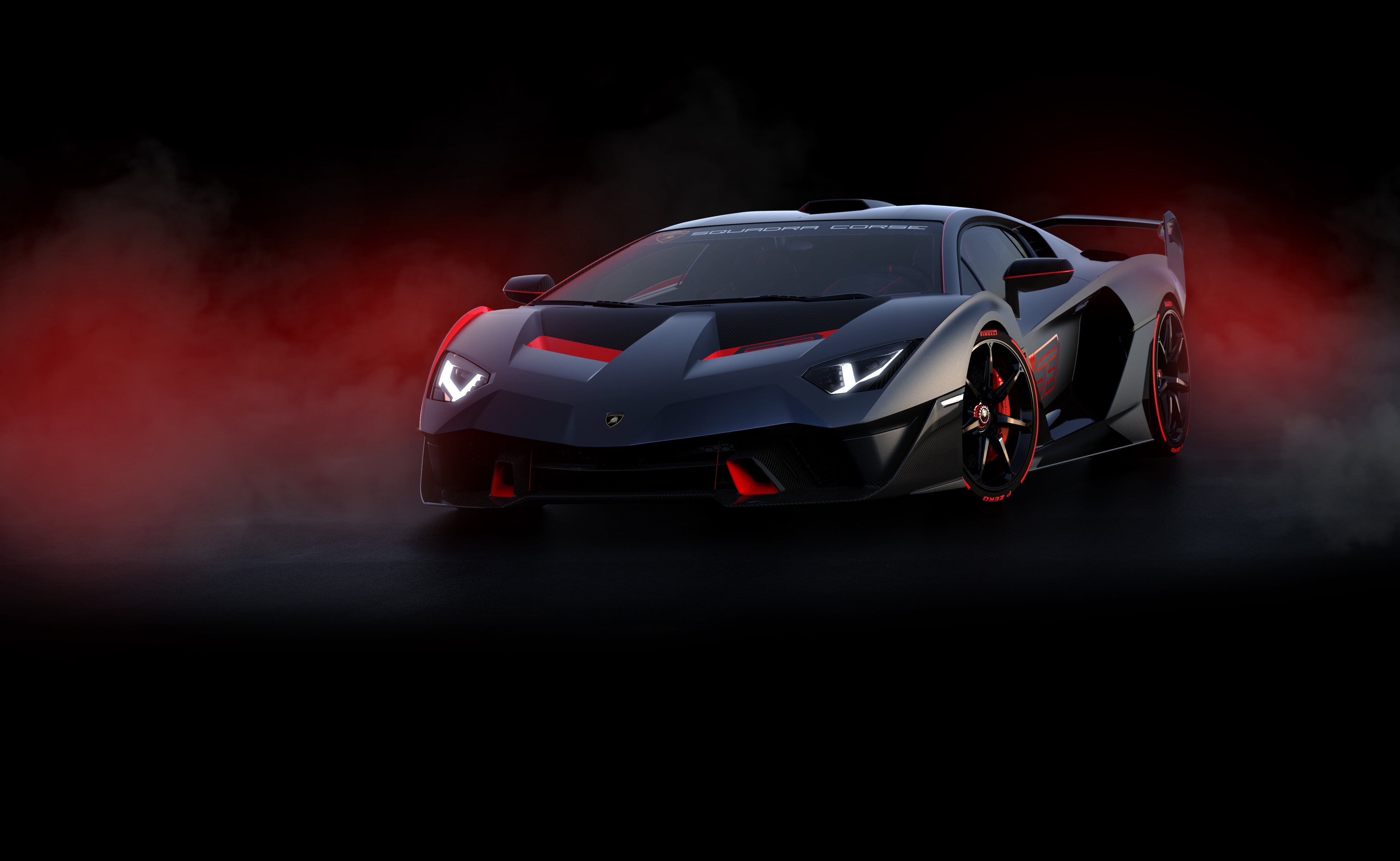 Wallpapers lamborghini sc18 black car view from front on the desktop
