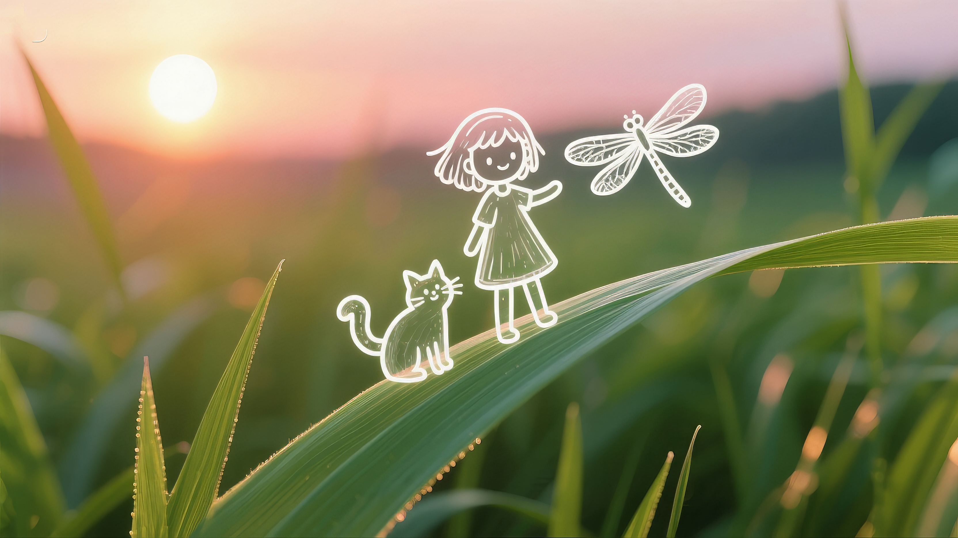 Ребенок в платье, стоящий рядом со стрекозой