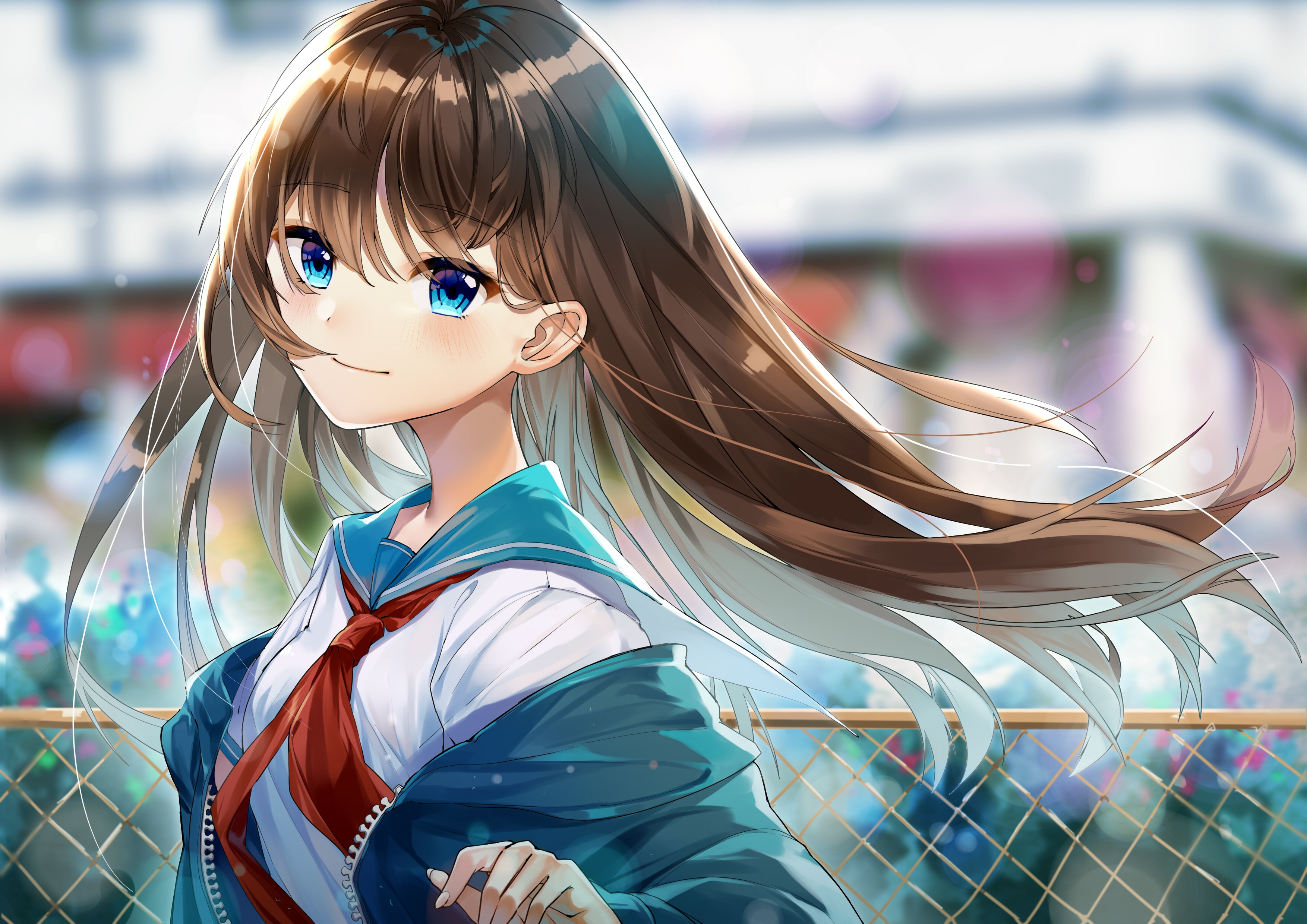 Wallpapers brown hair anime girl smiling on the desktop