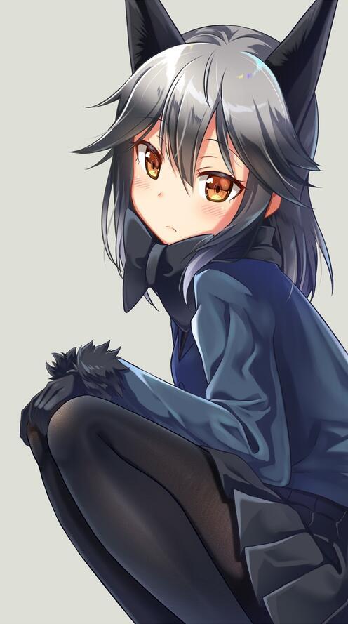 Бесплатное фото Аниме девочка с ушами волка