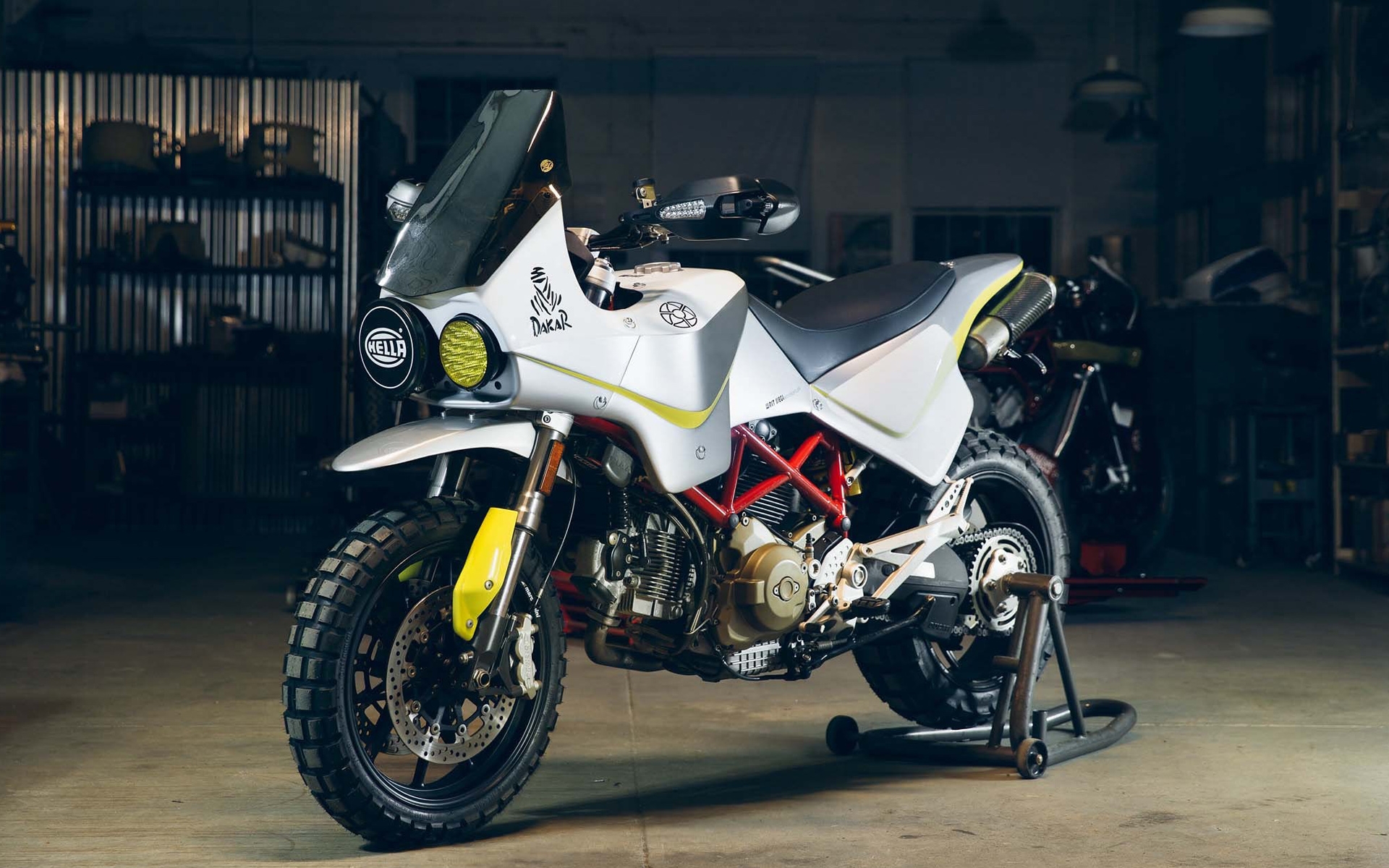 Wallpapers side view wallpaper ducati hypermotard white on the desktop