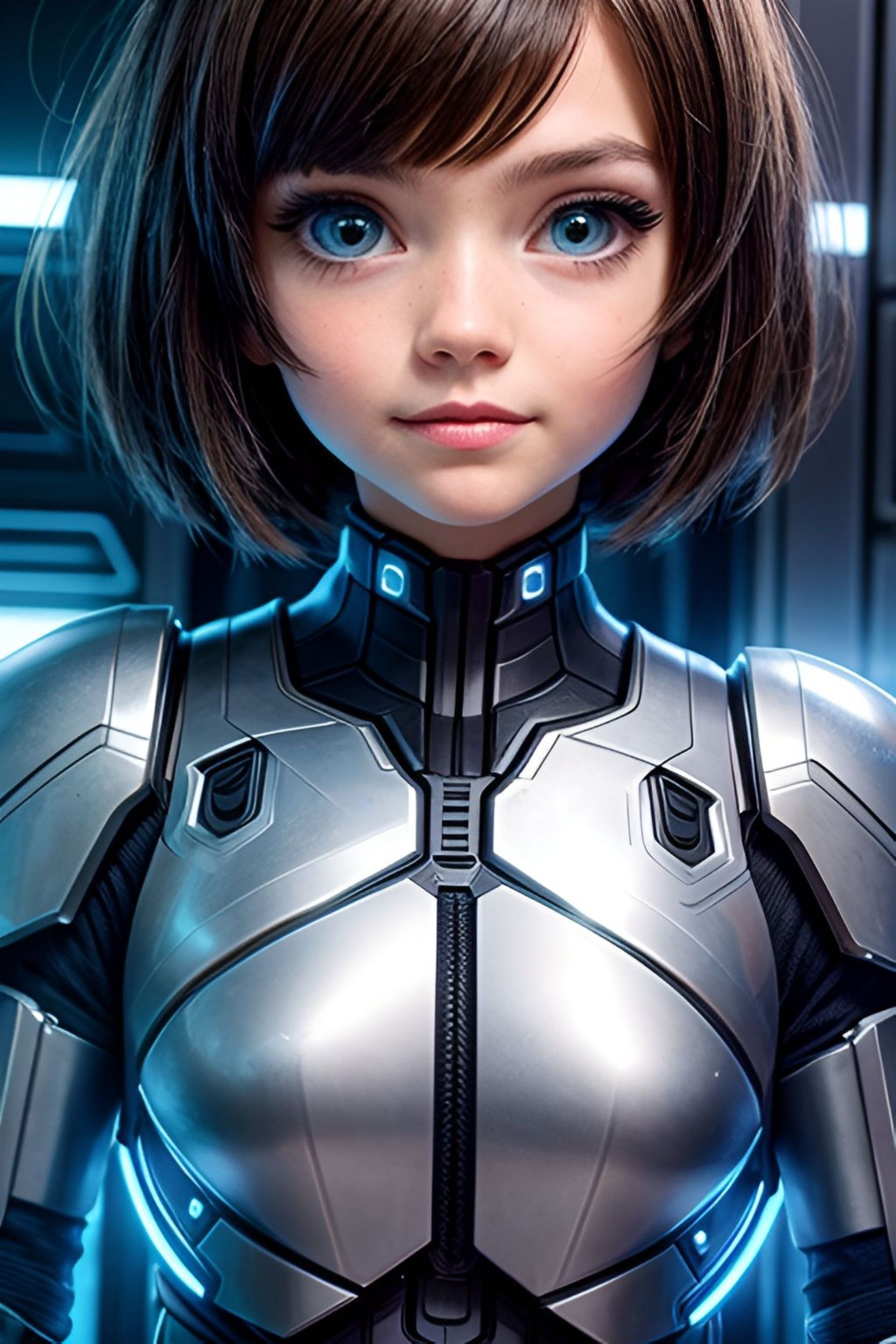 Free photo A girl, with short hair, wearing armor.